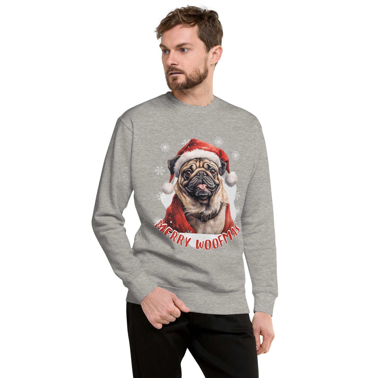 Unisex Premium Sweatshirt Pug - Merry Woofmas