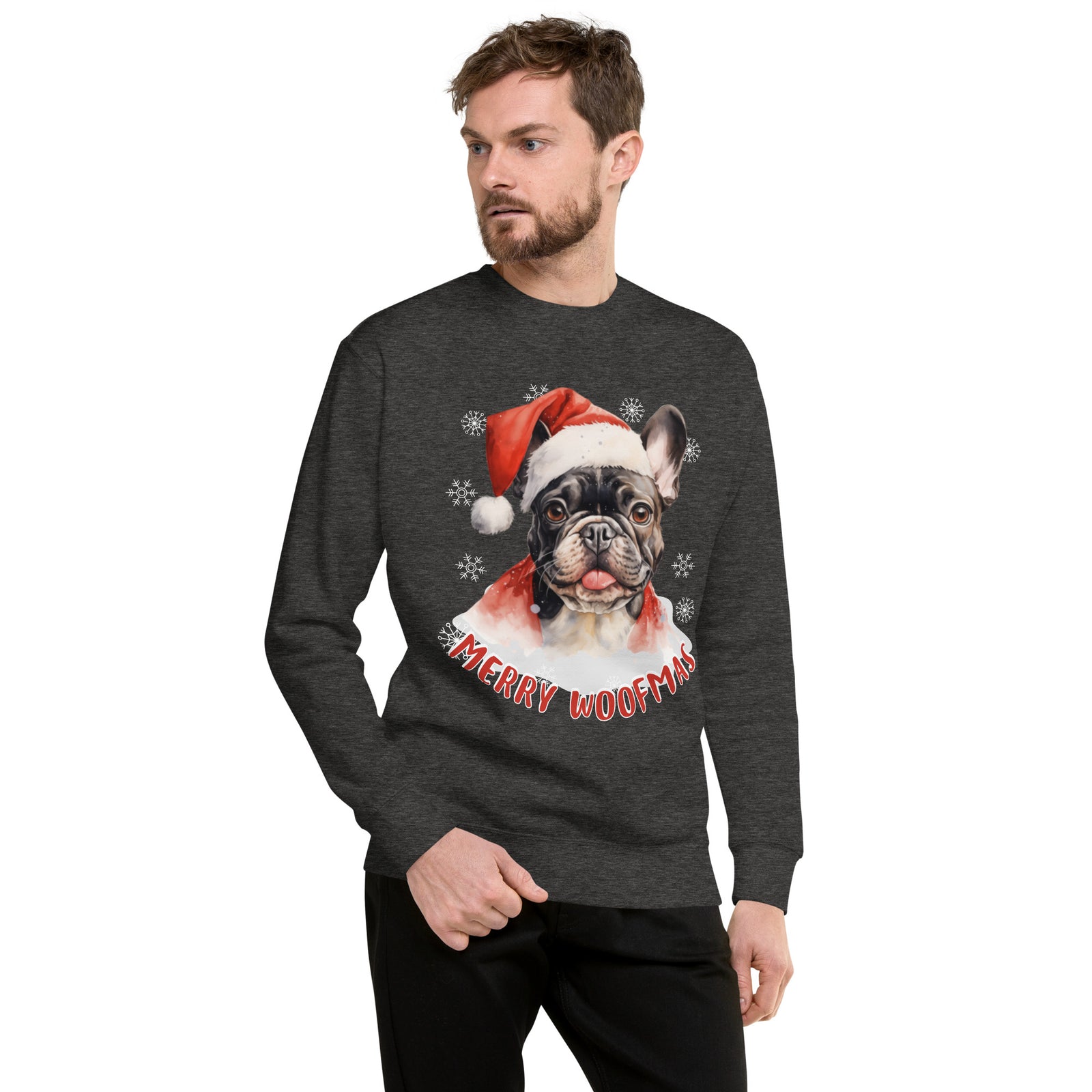 Unisex Premium Sweatshirt French Bulldog - Merry Woofmas
