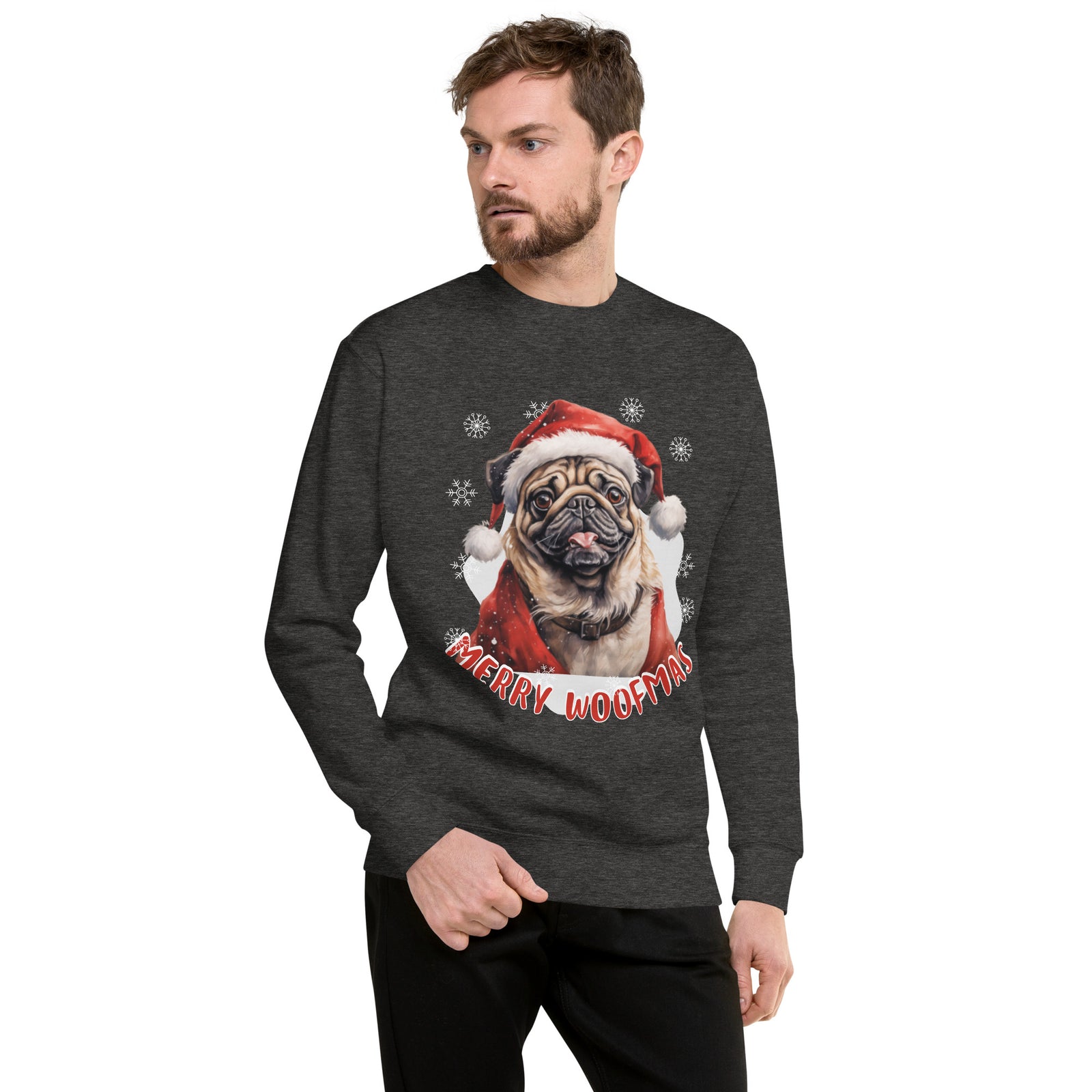 Unisex Premium Sweatshirt Pug - Merry Woofmas
