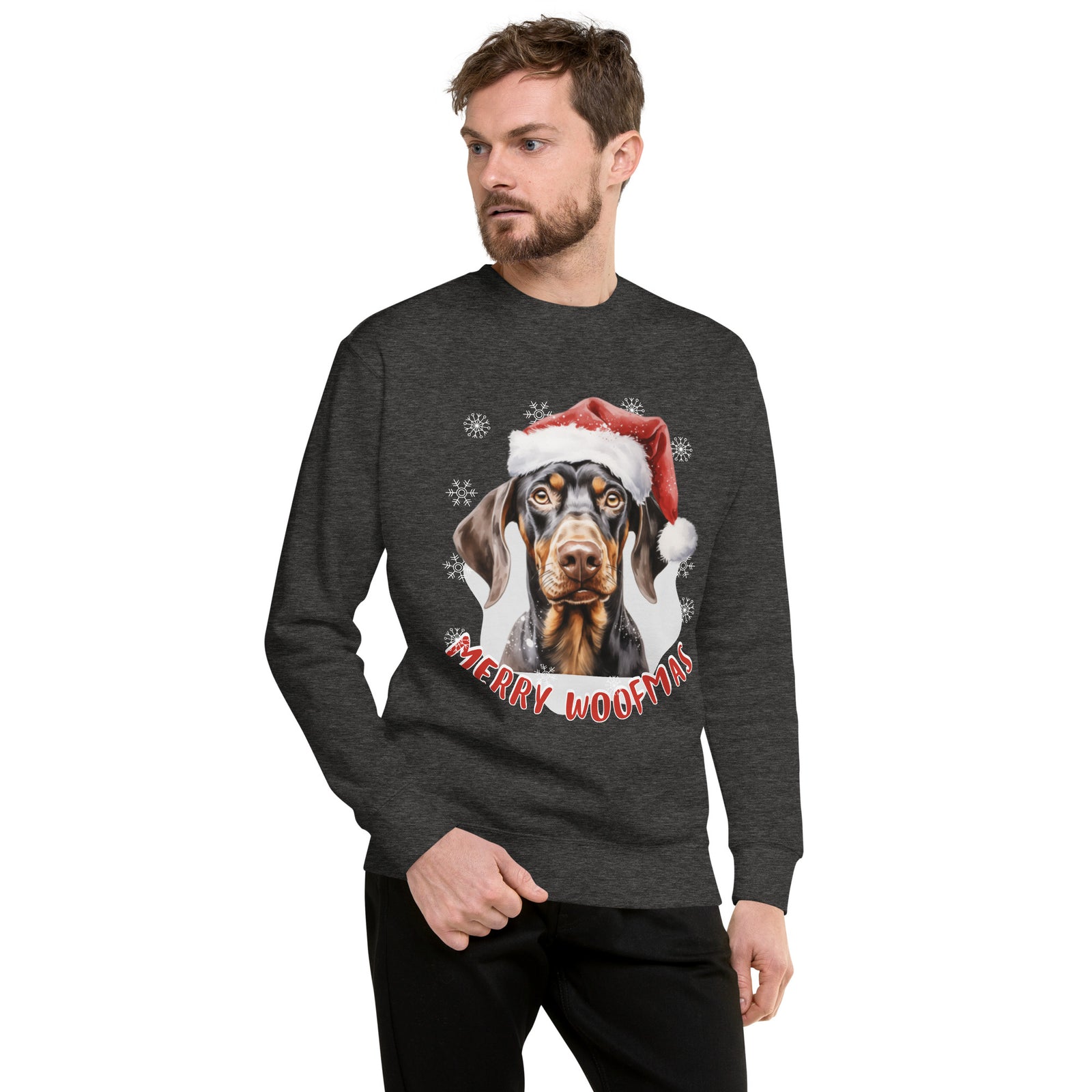 Unisex Premium Sweatshirt Doberman - Merry Woofmas