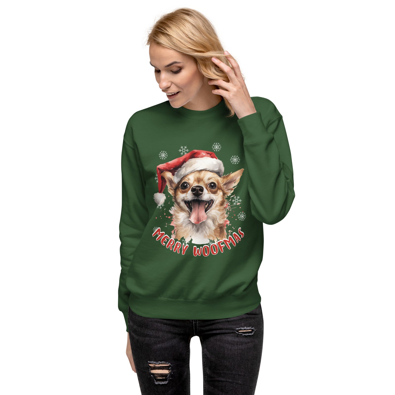 Unisex Premium Sweatshirt Chihuahua - Merry Woofmas