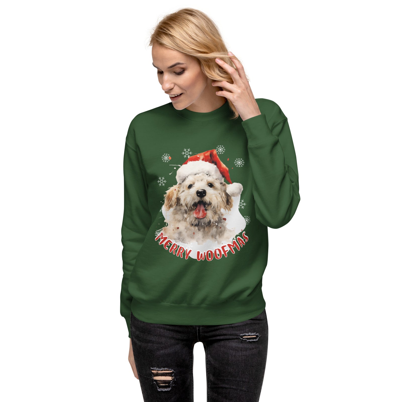Unisex Premium Sweatshirt Bichon Frise - Merry Woofmas