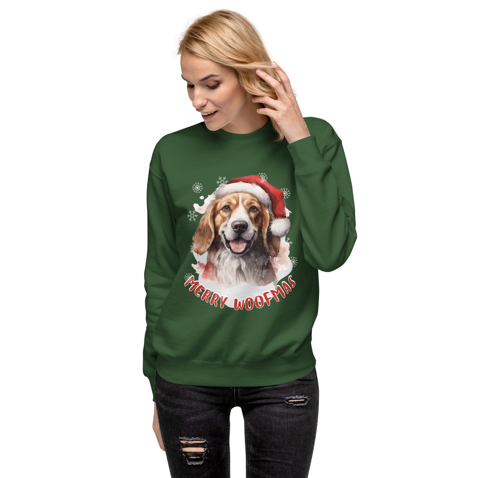 Unisex Premium Sweatshirt Beagle - Merry Woofmas