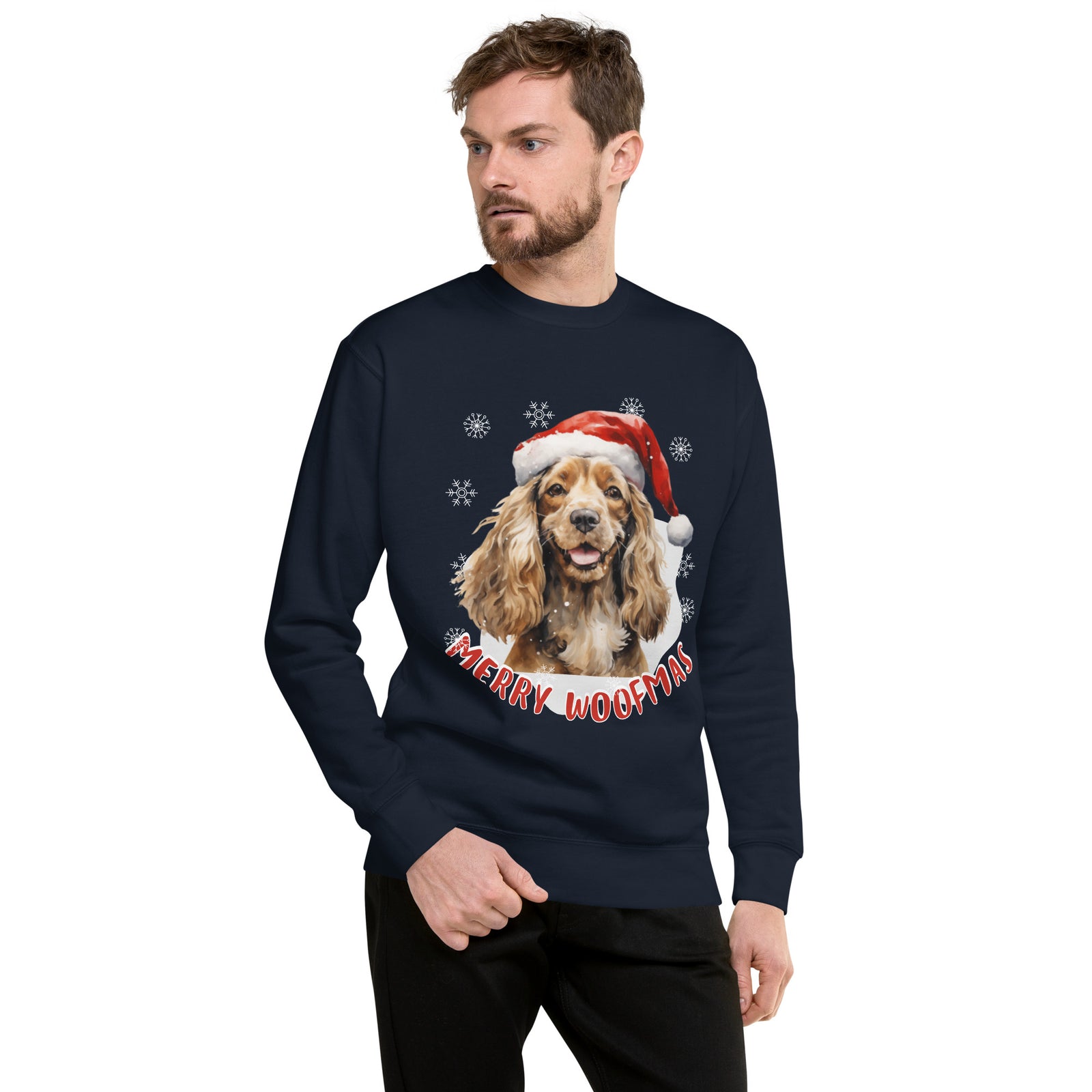 Unisex Premium Sweatshirt Cocker Spaniel - Merry Woofmas