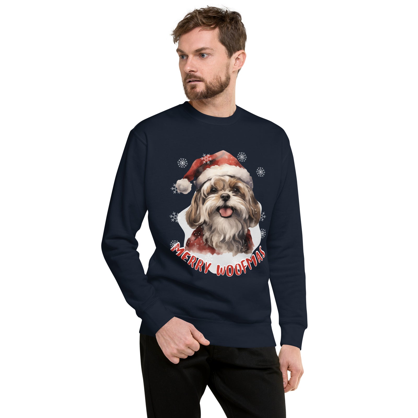 Unisex Premium Sweatshirt Shitzu - Merry Woofmas