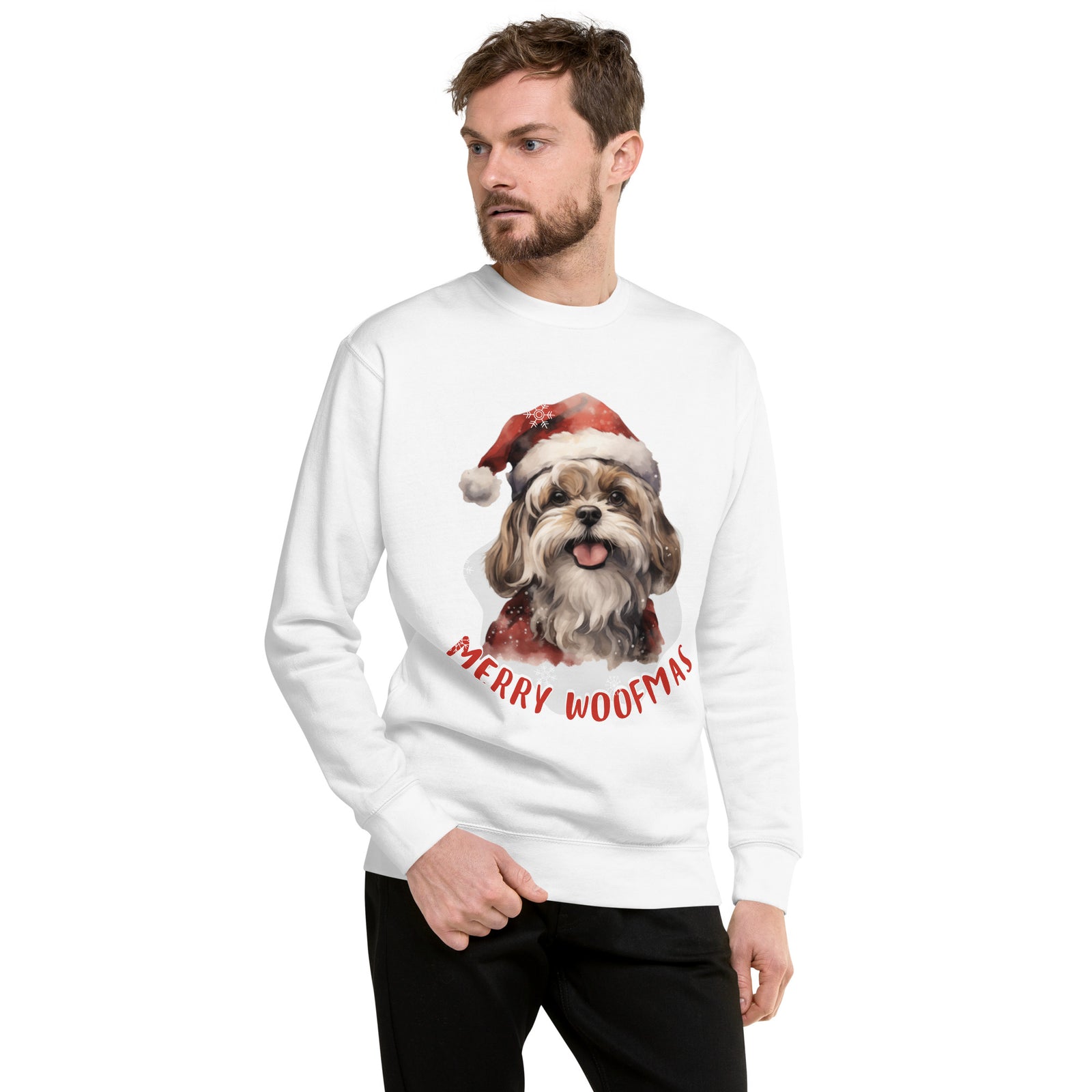 Unisex Premium Sweatshirt Shitzu - Merry Woofmas