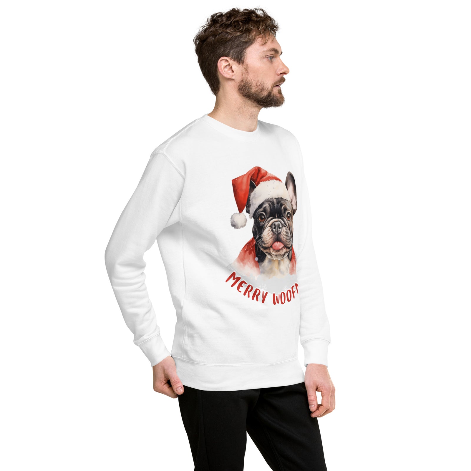 Unisex Premium Sweatshirt French Bulldog - Merry Woofmas