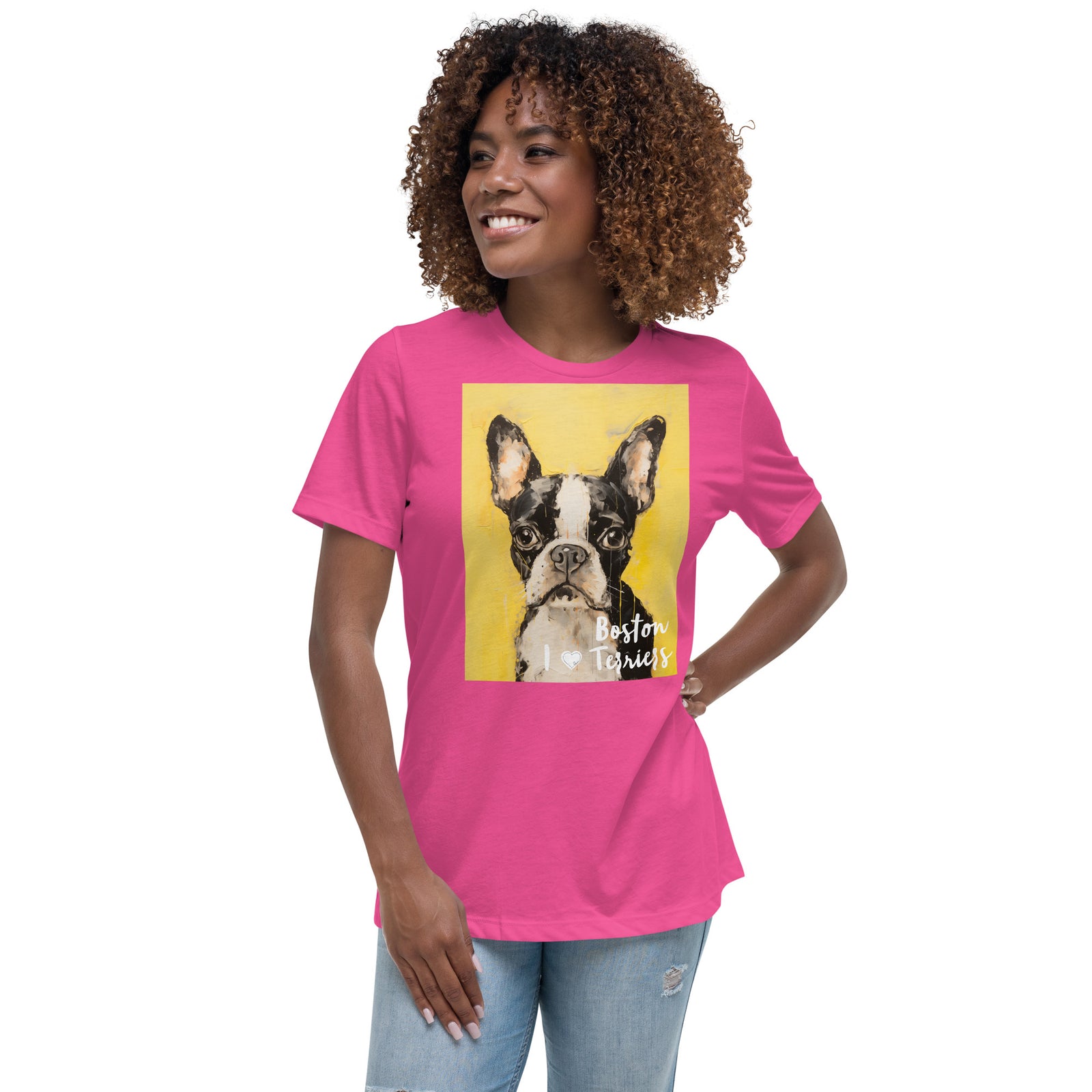 Women's Relaxed T-Shirt - I ❤ Dogs - Boston Terrier
