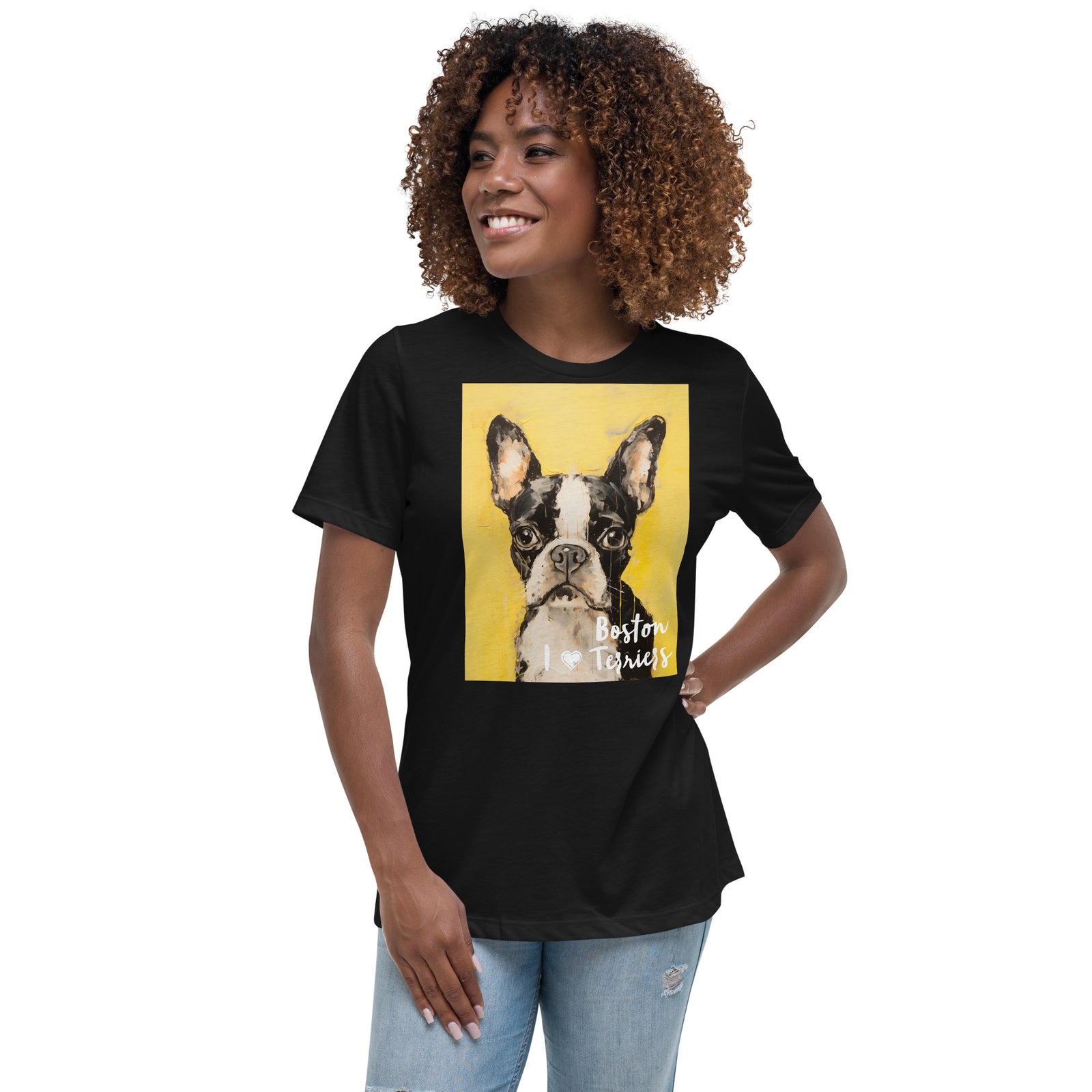 Women's Relaxed T-Shirt - I ❤ Dogs - Boston Terrier