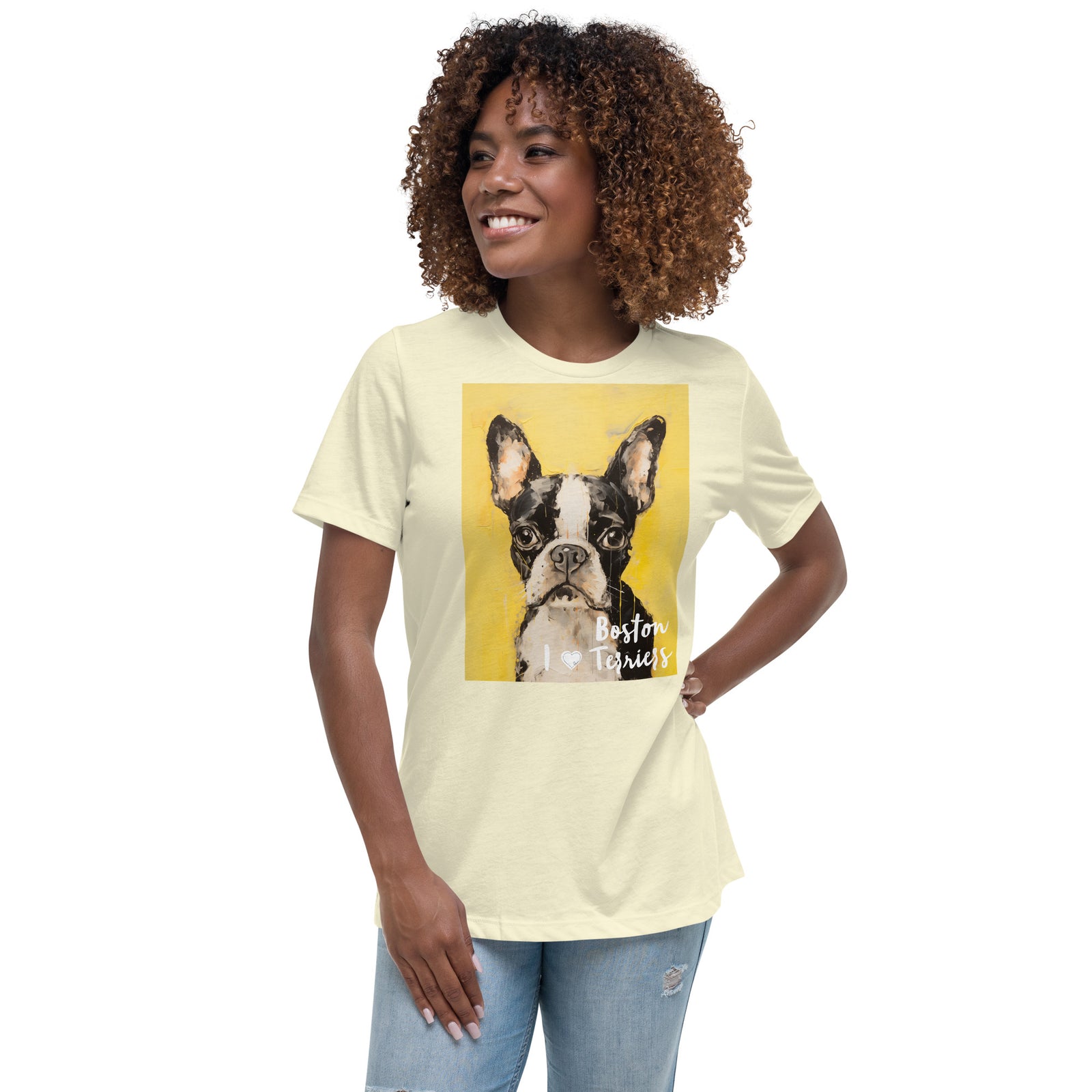 Women's Relaxed T-Shirt - I ❤ Dogs - Boston Terrier