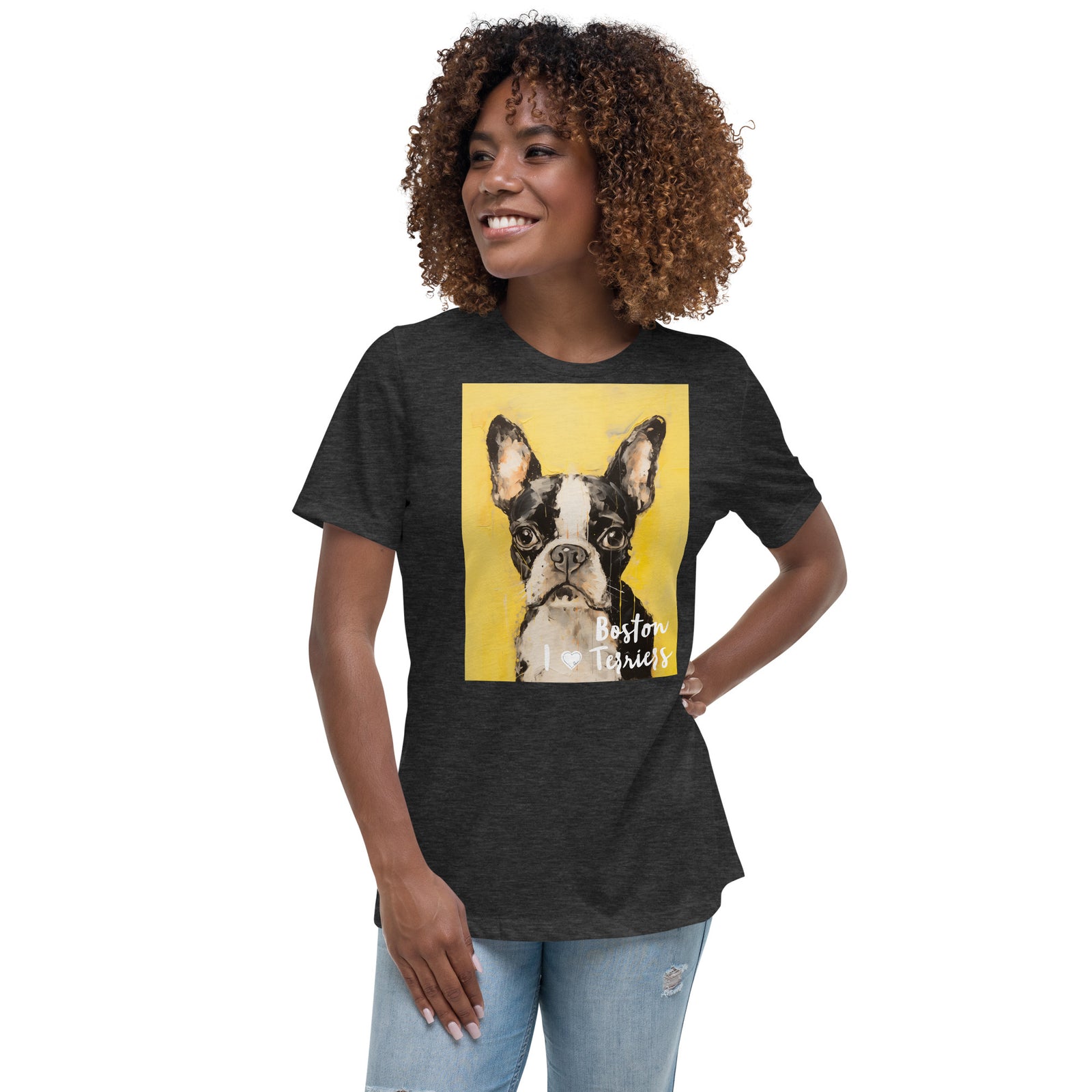 Women's Relaxed T-Shirt - I ❤ Dogs - Boston Terrier