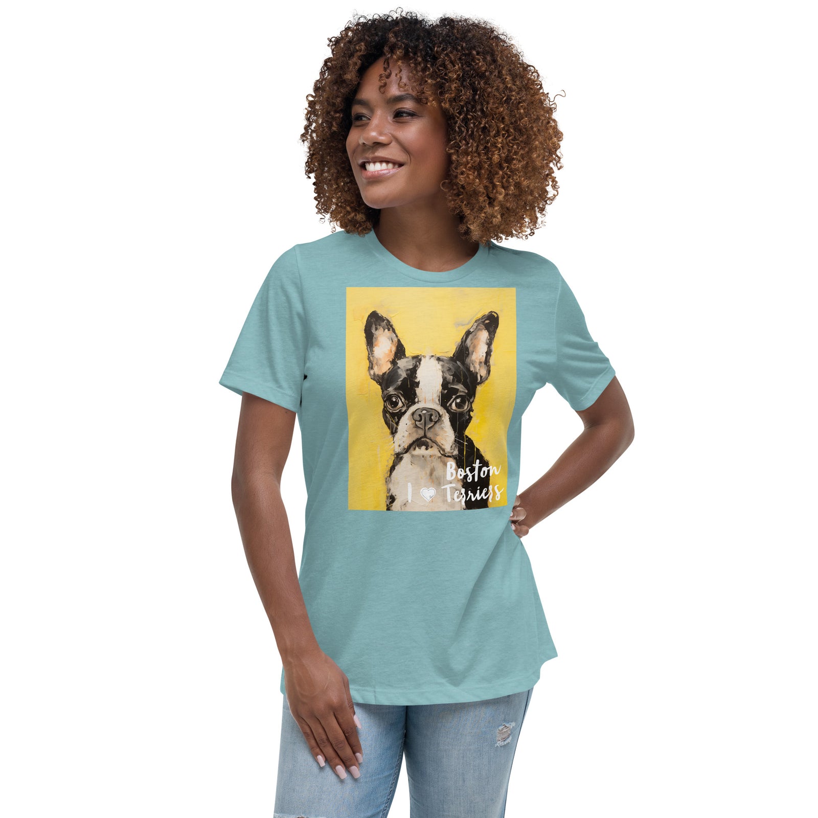 Women's Relaxed T-Shirt - I ❤ Dogs - Boston Terrier