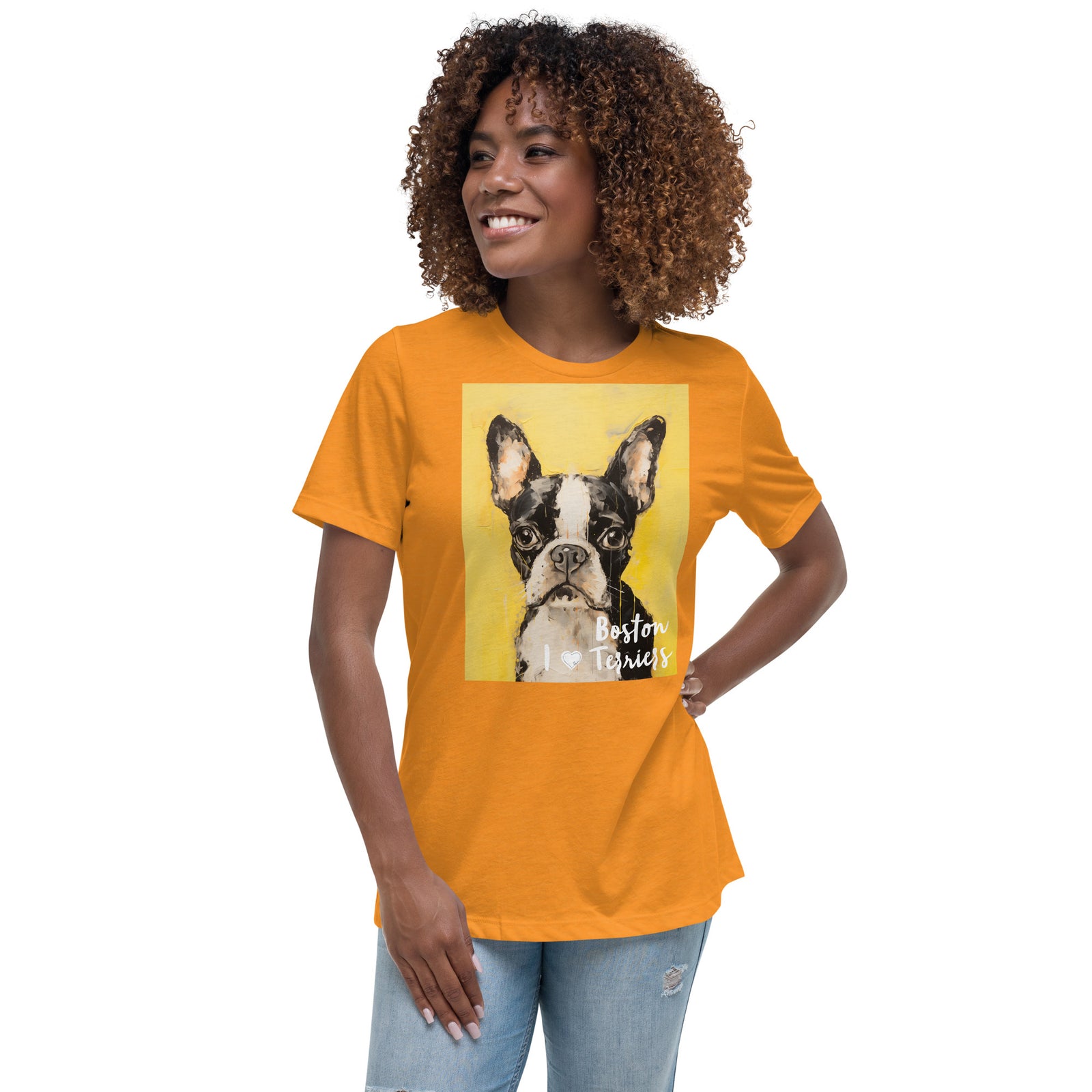 Women's Relaxed T-Shirt - I ❤ Dogs - Boston Terrier
