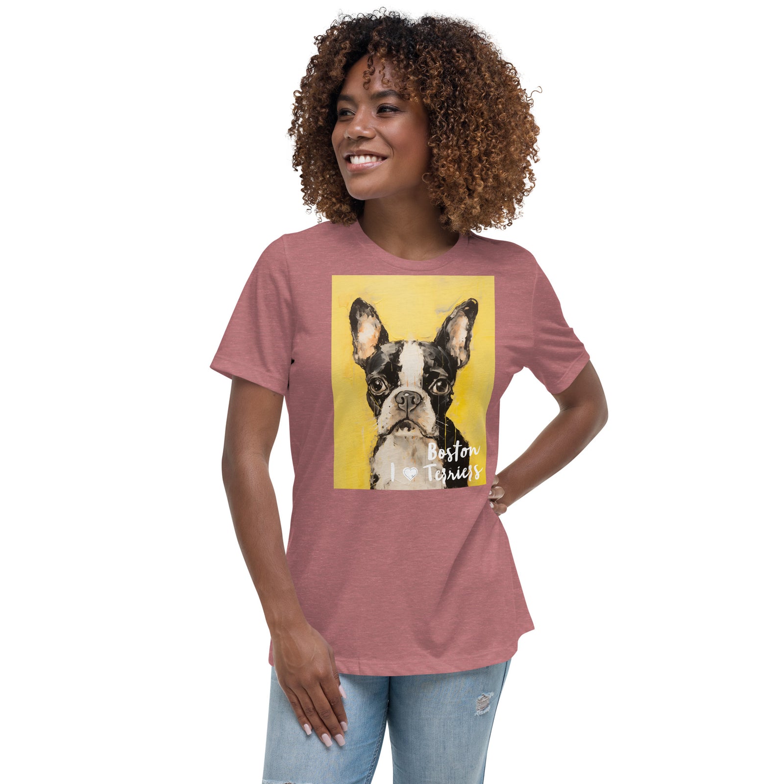 Women's Relaxed T-Shirt - I ❤ Dogs - Boston Terrier