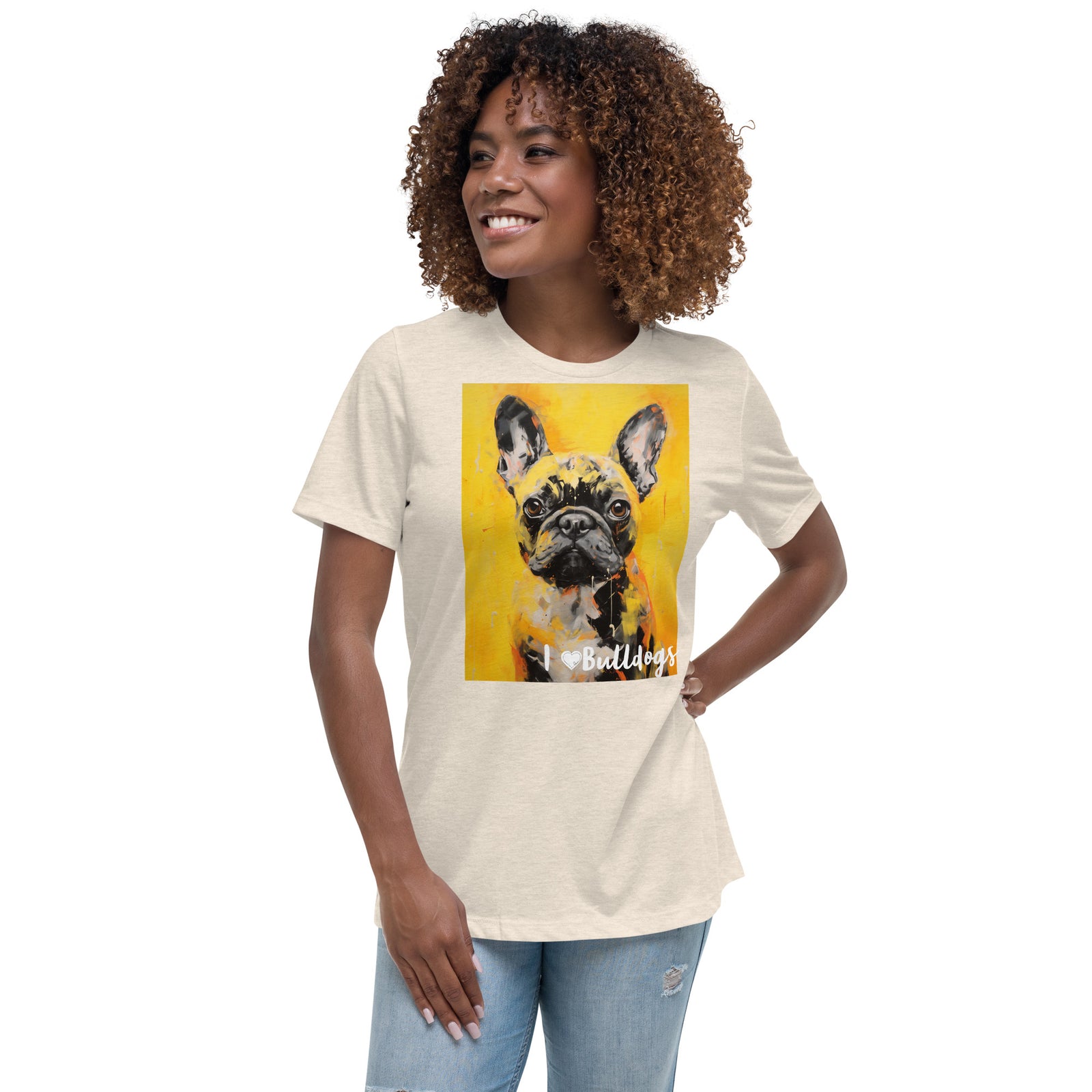 Women's Relaxed T-Shirt - I ❤ Dogs - Bulldog