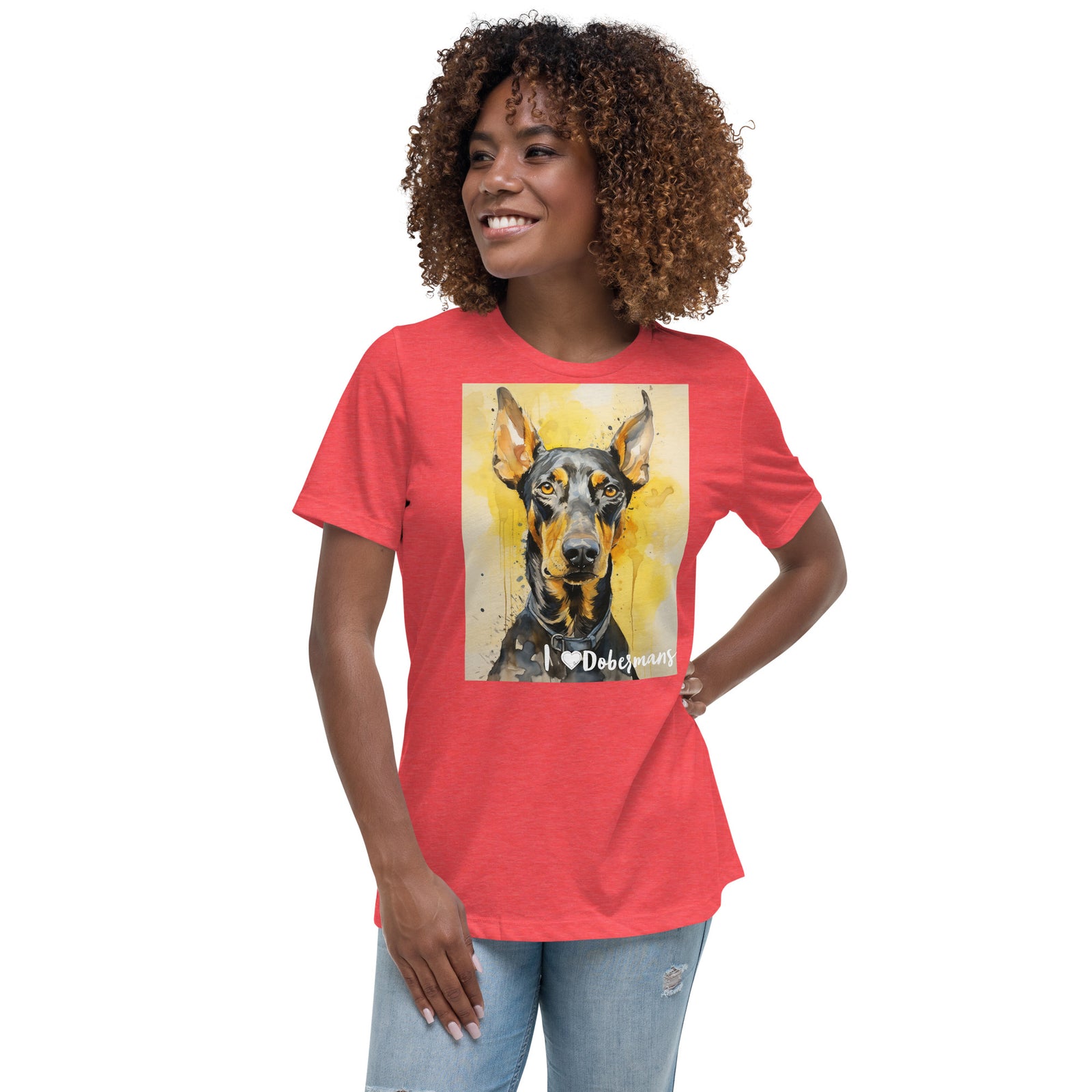 Women's Relaxed T-Shirt - I ❤ Dogs - Doberman Pinscher