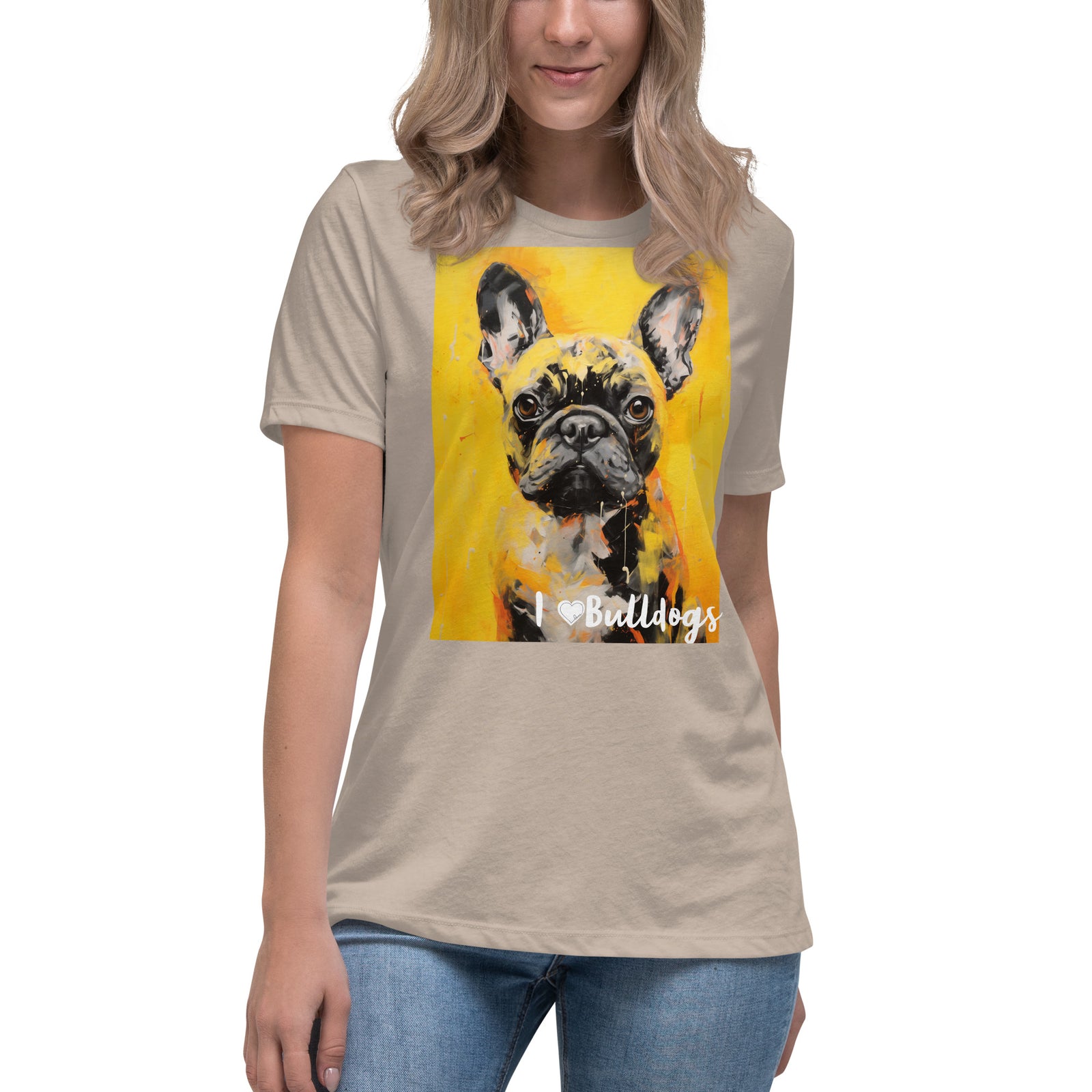 Women's Relaxed T-Shirt - I ❤ Dogs - Bulldog