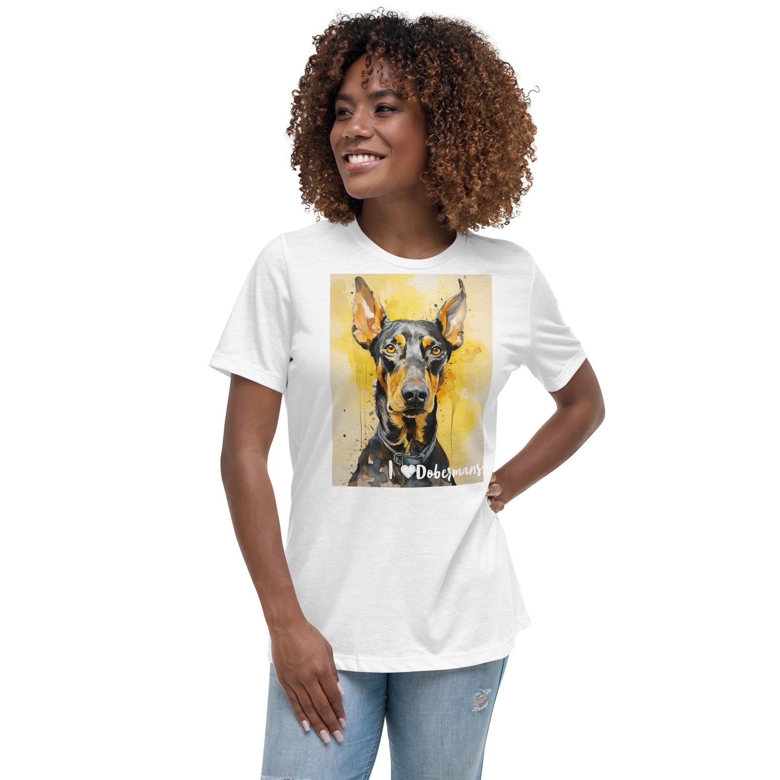 Women's Relaxed T-Shirt - I ❤ Dogs - Doberman Pinscher