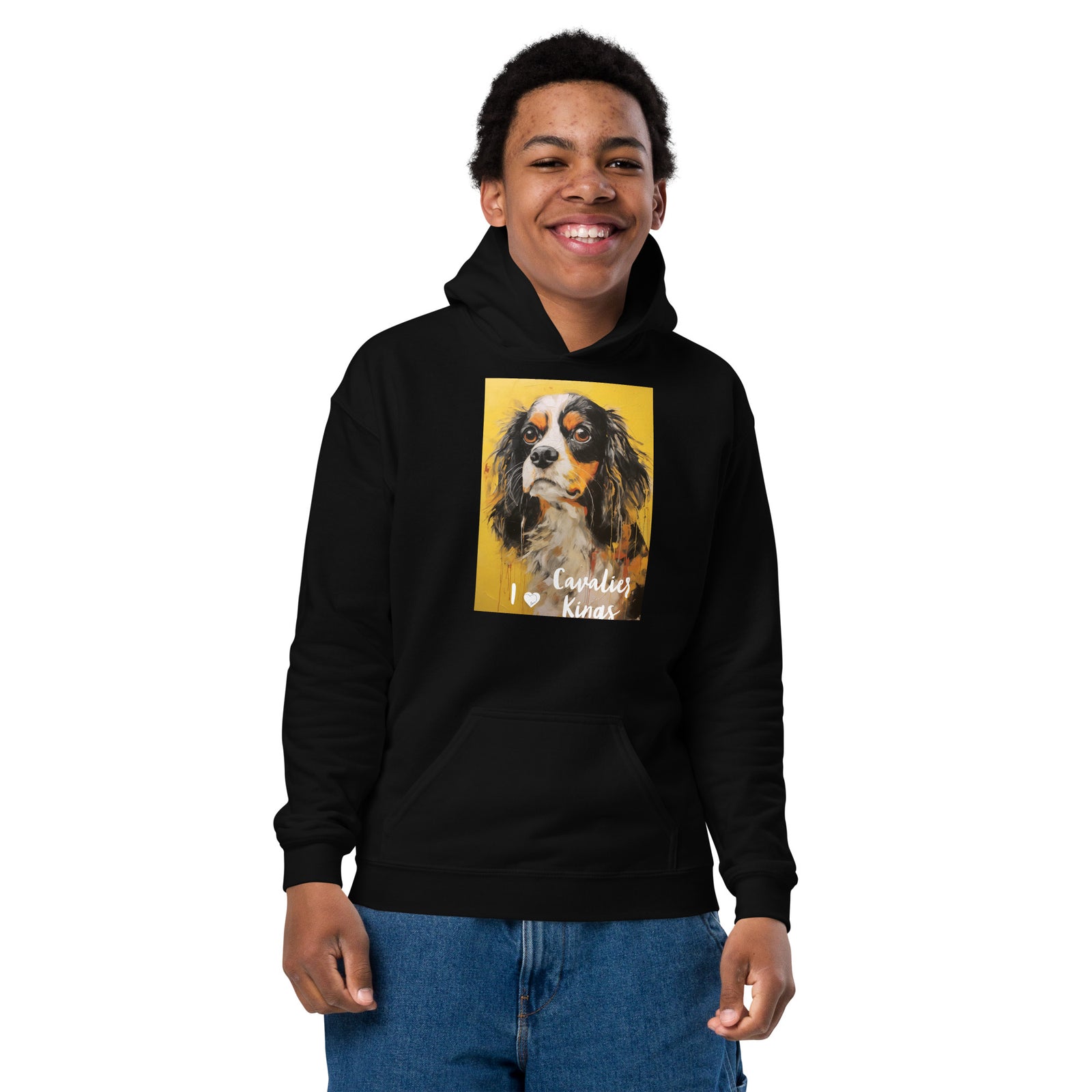 Youth heavy blend hoodie - I ❤ Dogs - Cavalier King Charles Spaniel