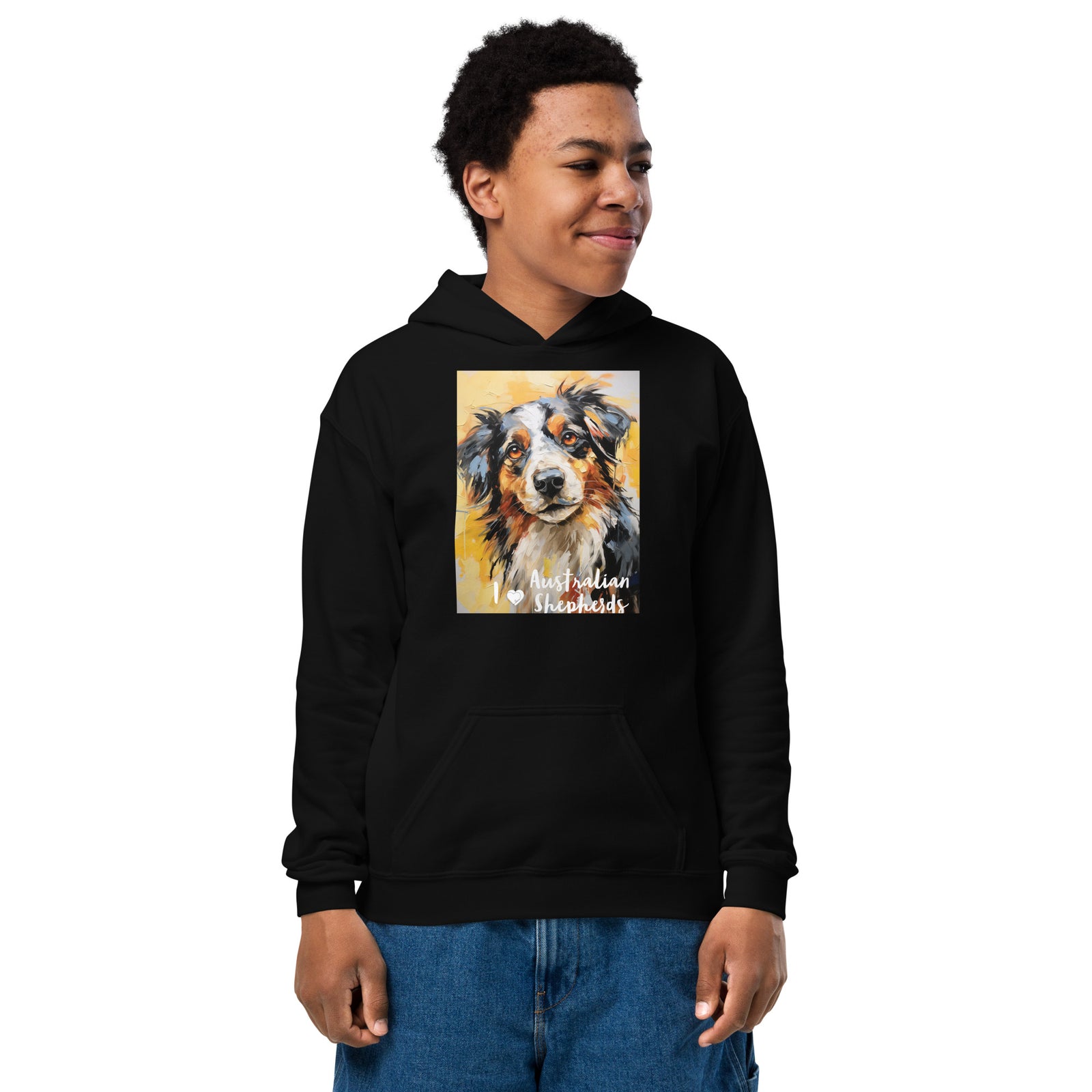 Youth heavy blend hoodieI ❤ Dogs - Australian Shepherd