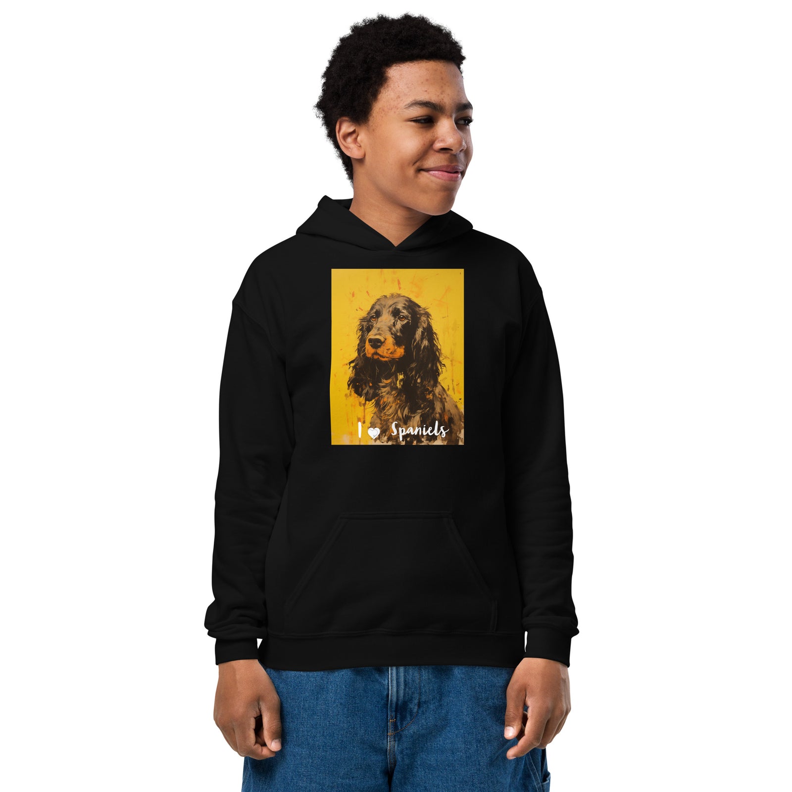 Youth heavy blend hoodie- I ❤ Dogs - Cocker Spaniel (American)