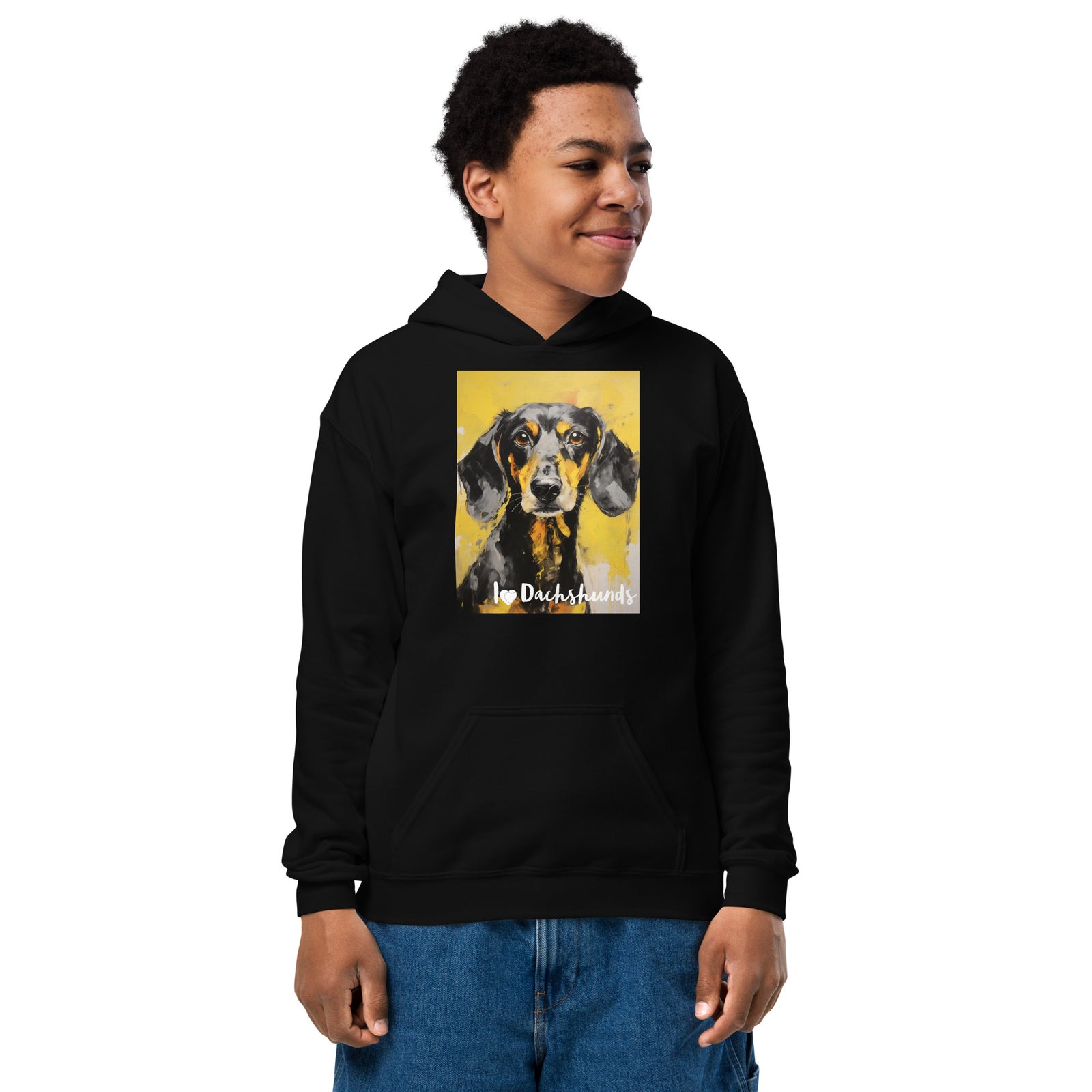 Youth heavy blend hoodie I ❤ Dogs - Dachshund