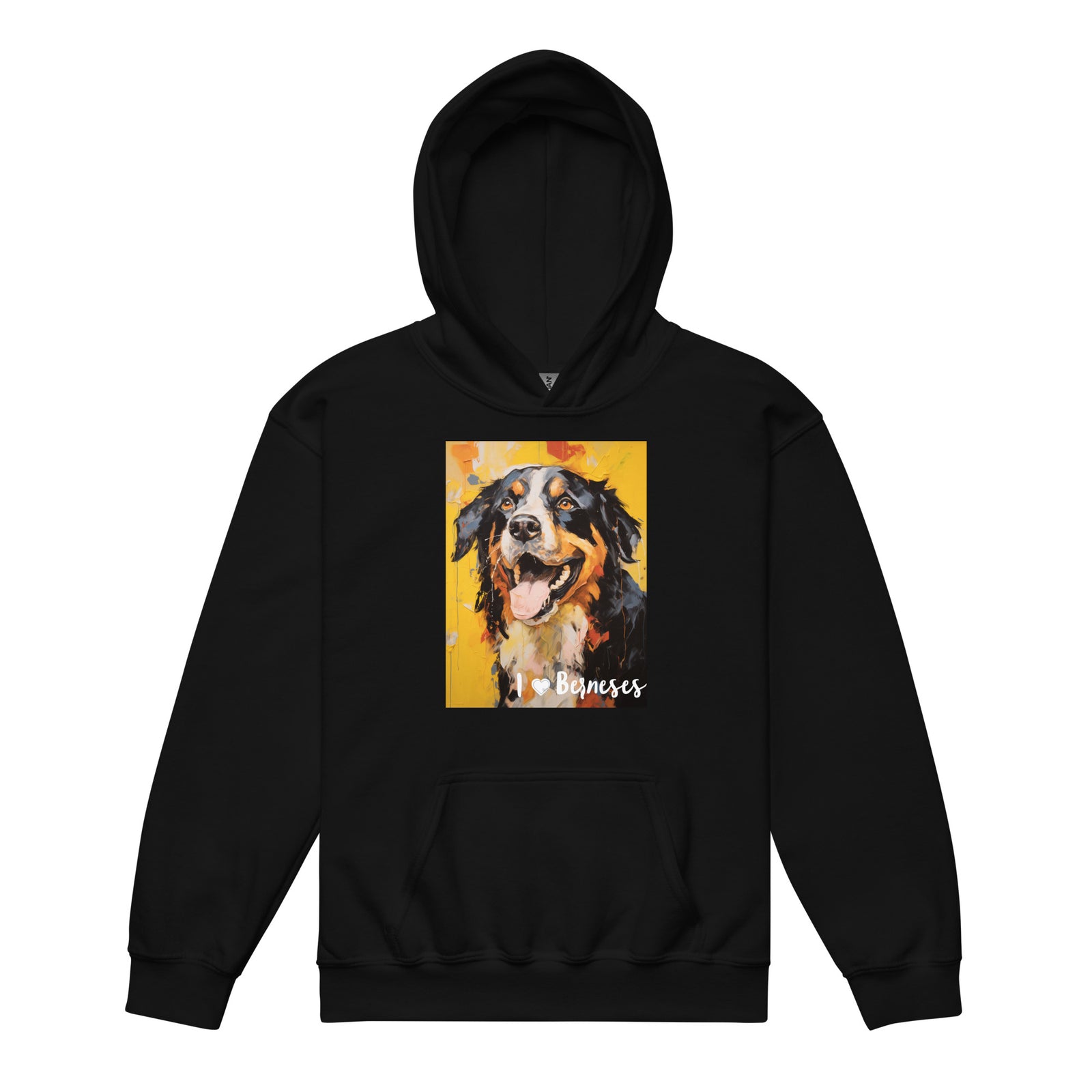 Youth heavy blend hoodie- I ❤ Dogs - Bernese Mountain Dog