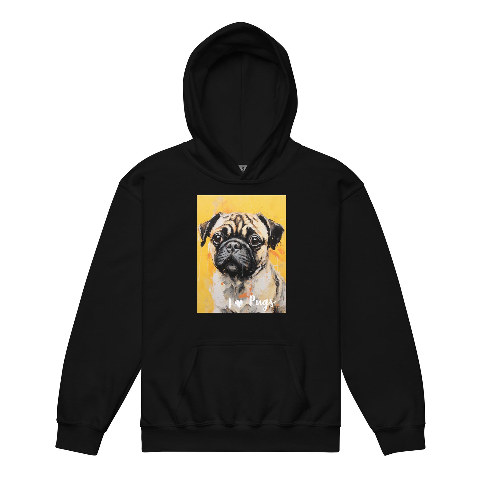 Youth heavy blend hoodie- I ❤ Dogs - Pug