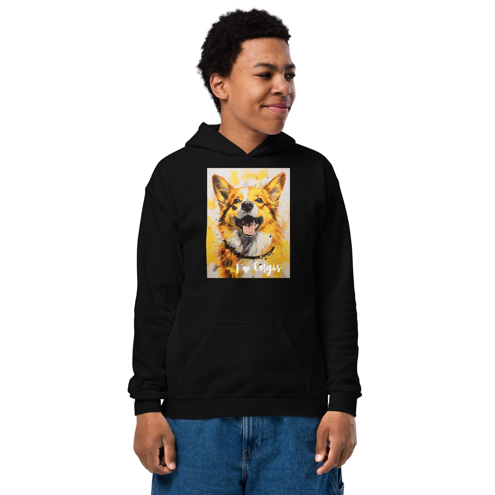 Youth heavy blend hoodie- I ❤ Dogs - Pembroke Welsh Corgi