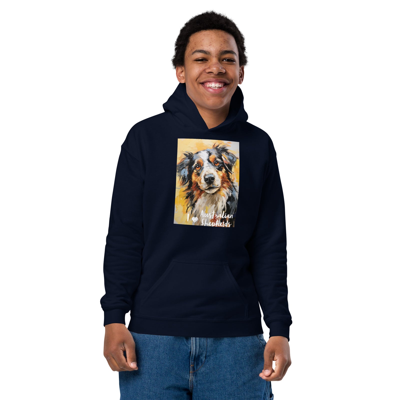 Youth heavy blend hoodieI ❤ Dogs - Australian Shepherd