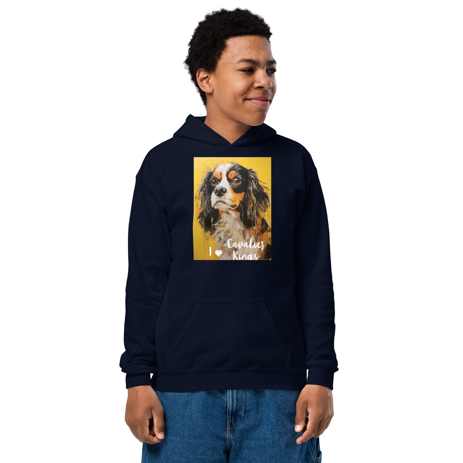 Youth heavy blend hoodie - I ❤ Dogs - Cavalier King Charles Spaniel
