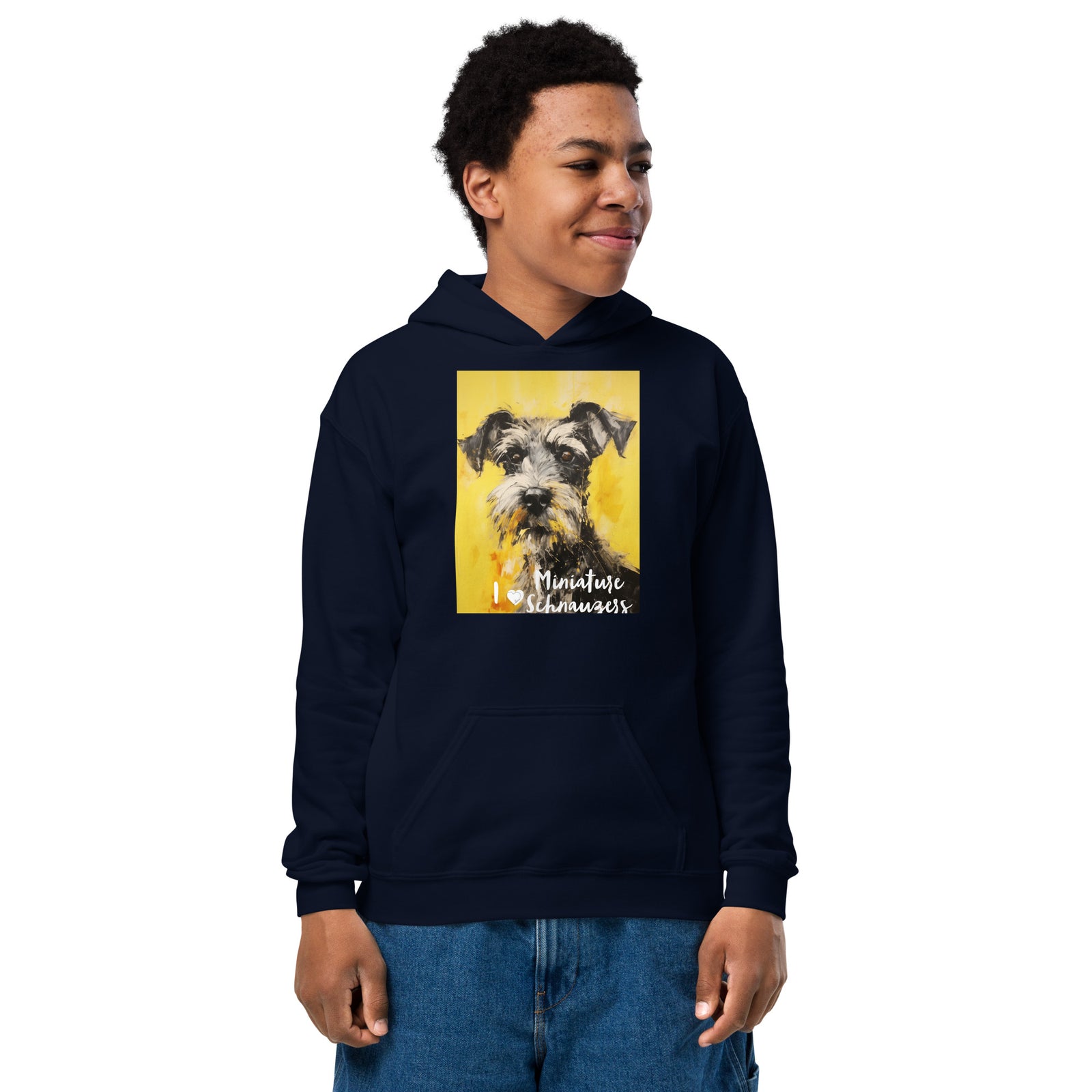 Youth heavy blend hoodie - I ❤ Dogs - Miniature Schnauzer