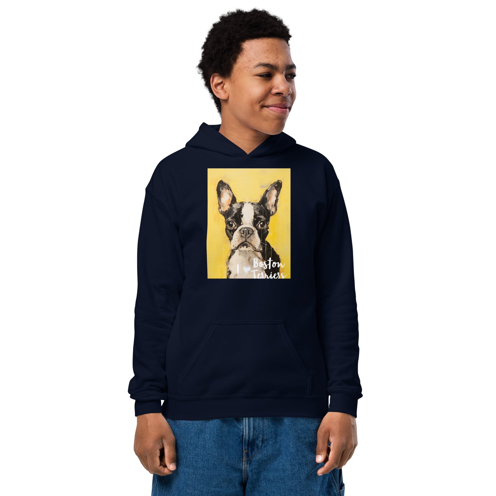 Youth heavy blend hoodie - I ❤ Dogs - Boston Terrier