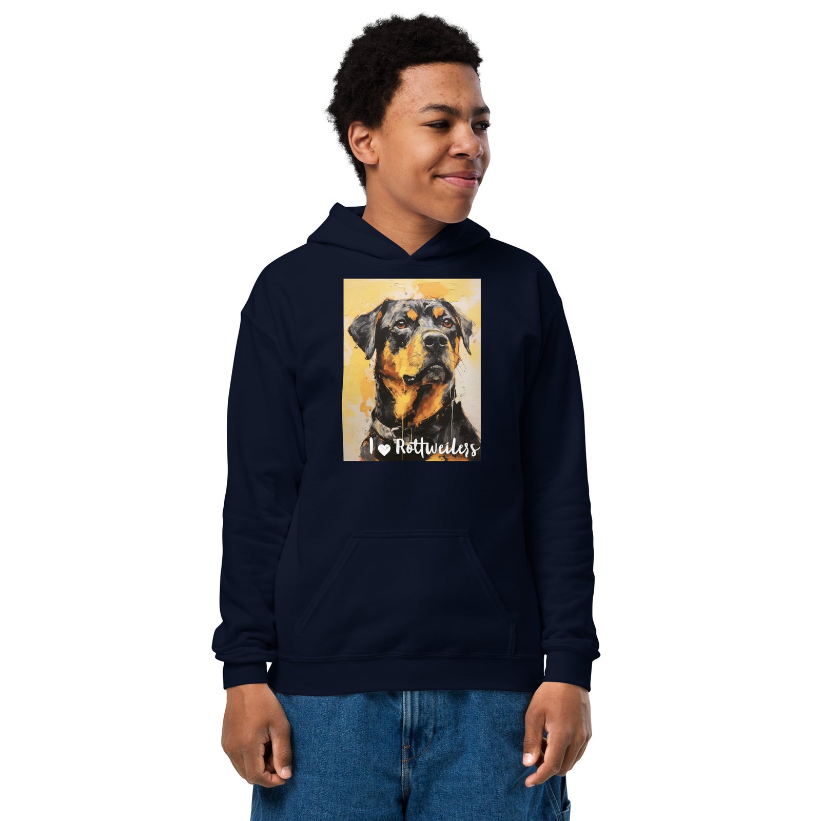 Youth heavy blend hoodie- I ❤ Dogs - Rottweiler