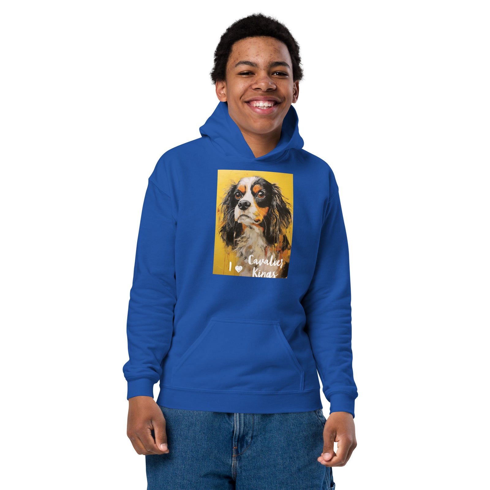 Youth heavy blend hoodie - I ❤ Dogs - Cavalier King Charles Spaniel