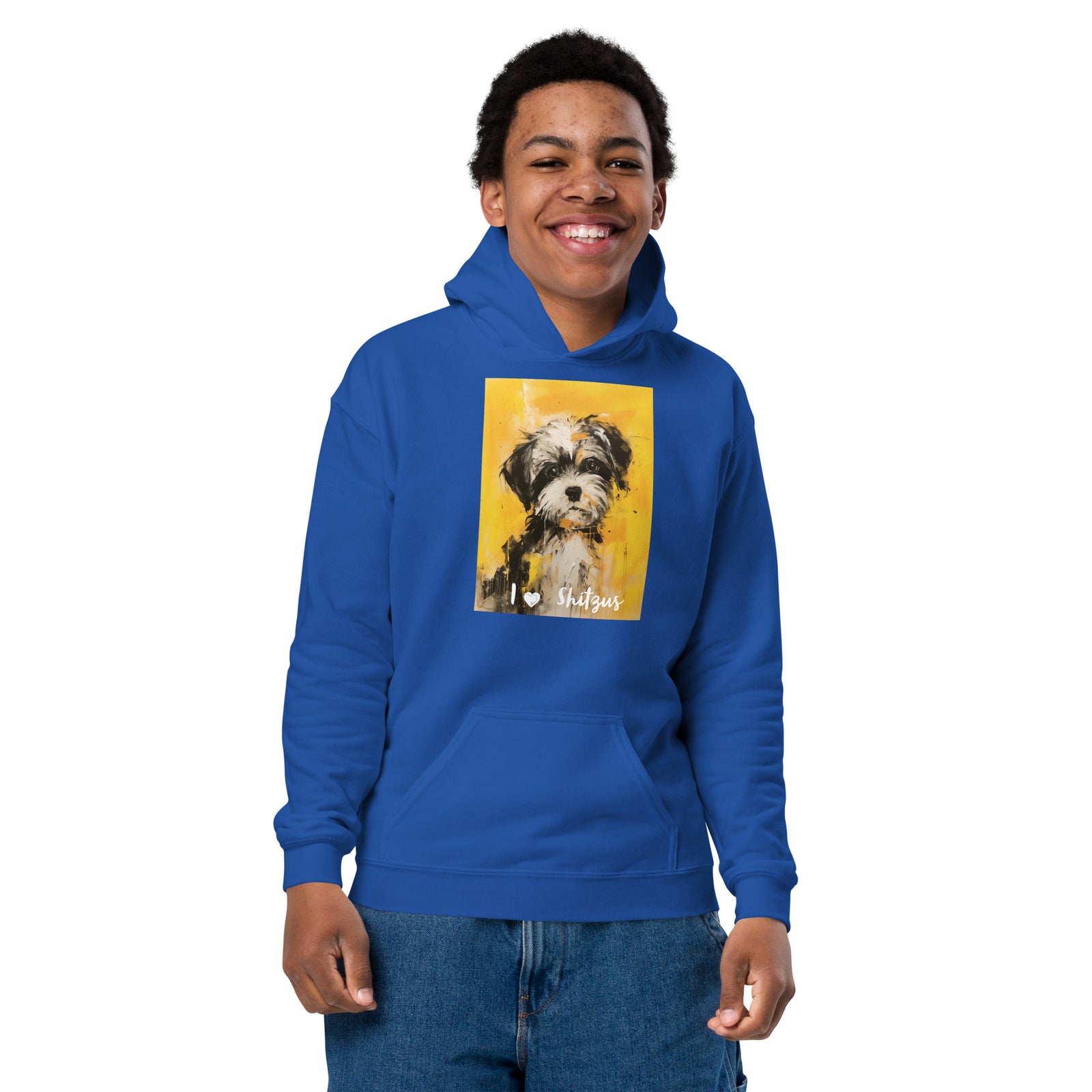 Youth heavy blend hoodie- I ❤ Dogs - Shih Tzu
