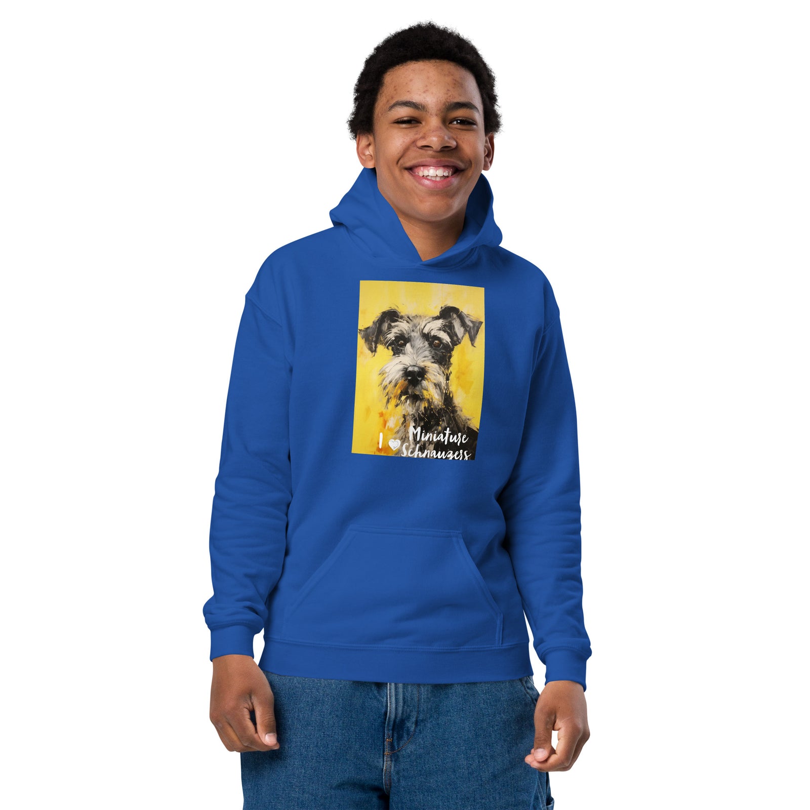 Youth heavy blend hoodie - I ❤ Dogs - Miniature Schnauzer