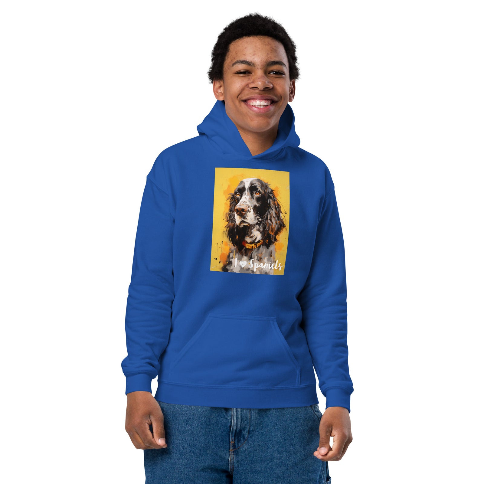 Youth heavy blend hoodie- I ❤ Dogs - Cocker Spaniel (American)