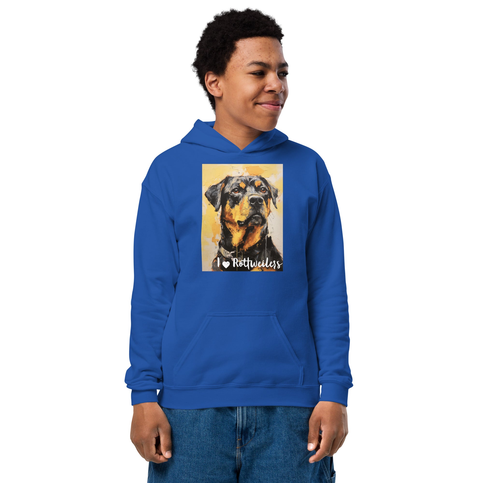 Youth heavy blend hoodie- I ❤ Dogs - Rottweiler