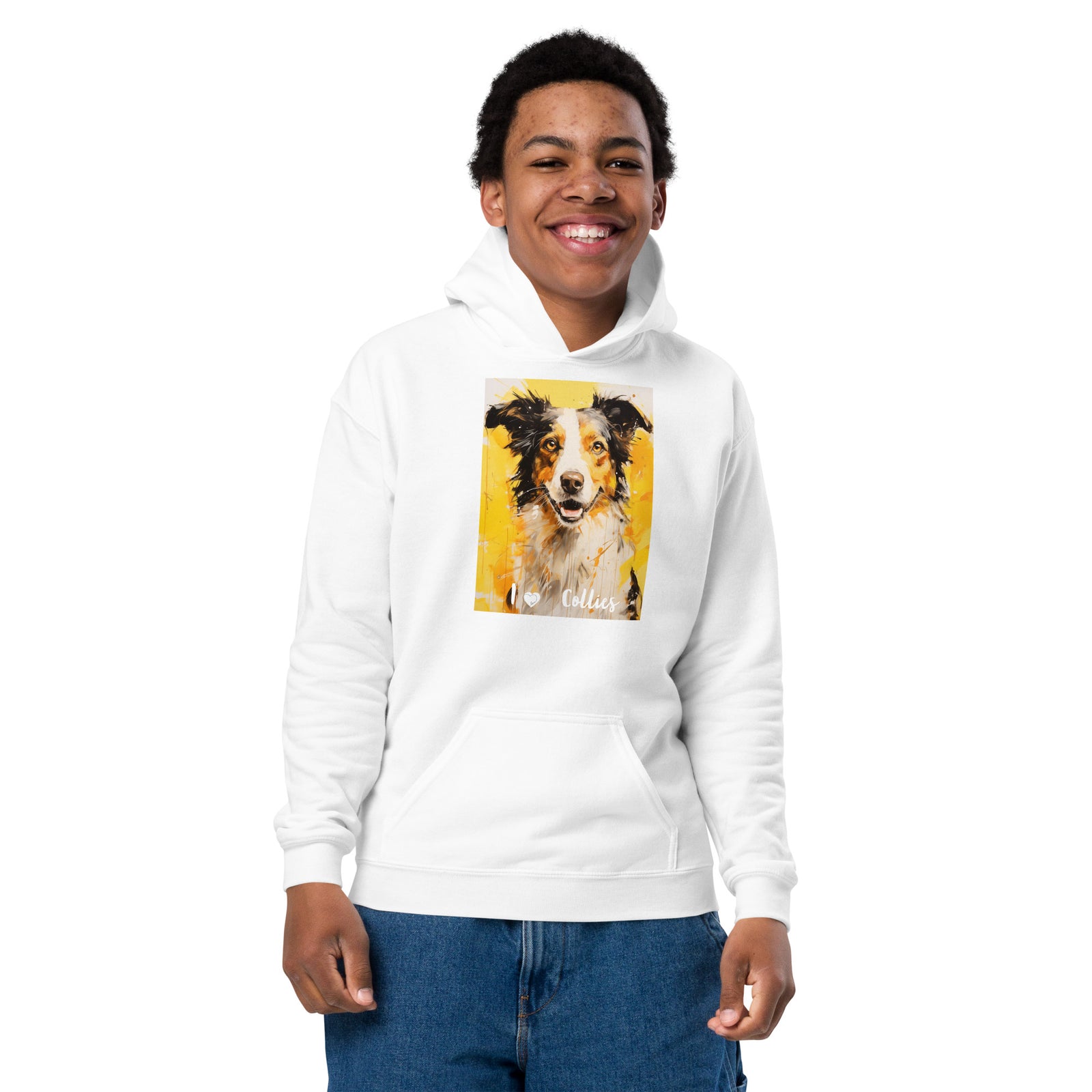 Youth heavy blend hoodie - I ❤ Dogs - Border Collie