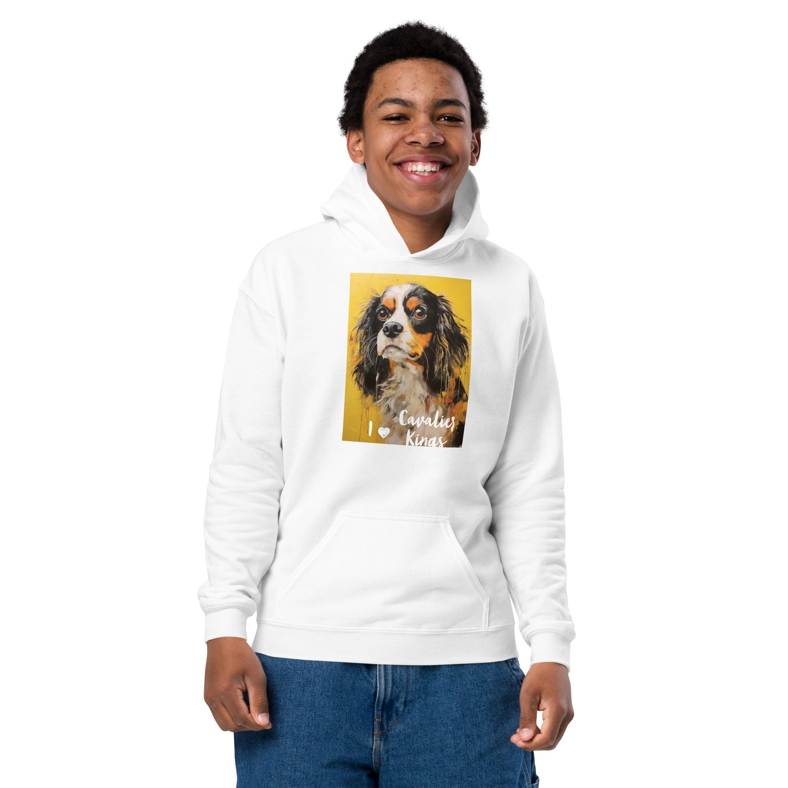 Youth heavy blend hoodie - I ❤ Dogs - Cavalier King Charles Spaniel