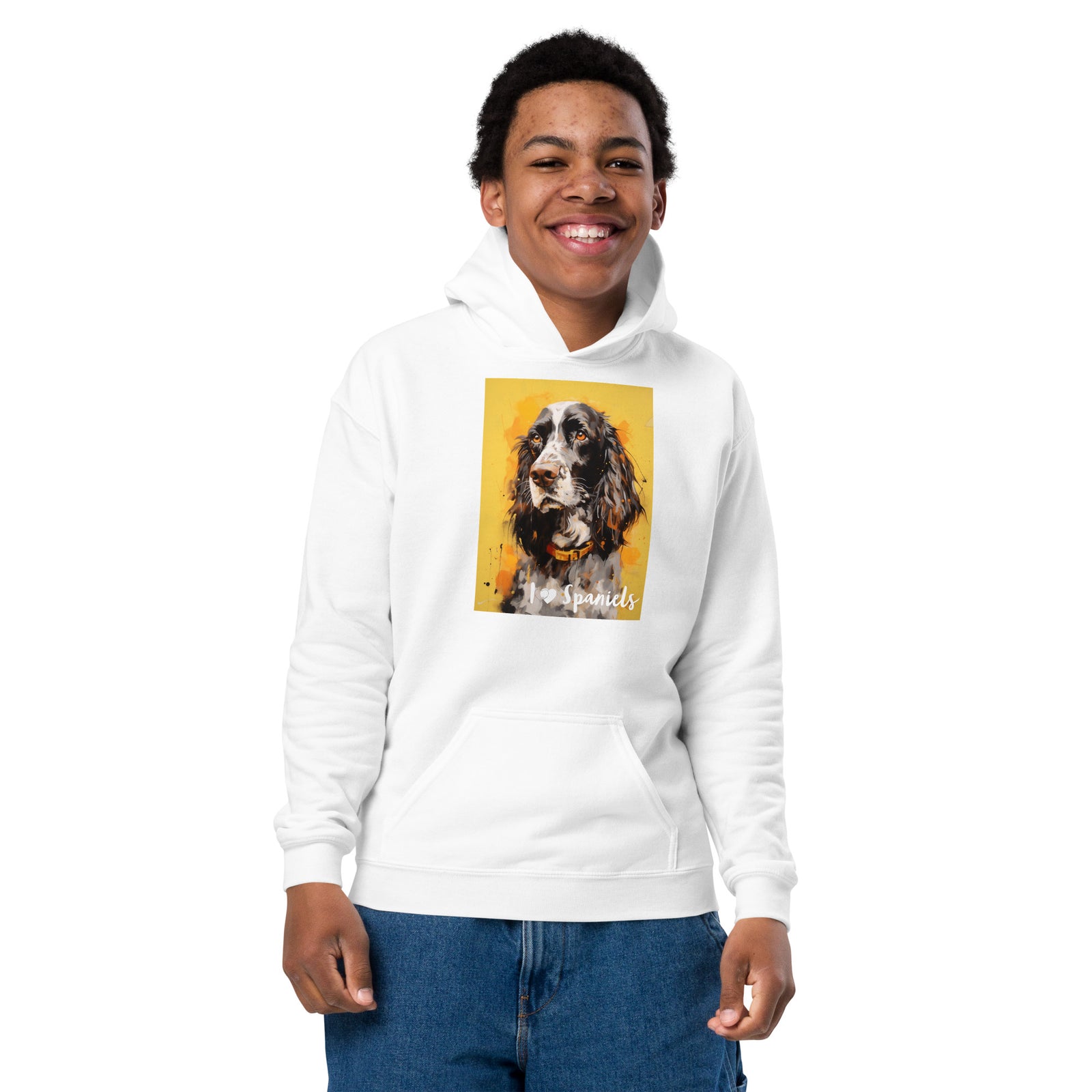 Youth heavy blend hoodie- I ❤ Dogs - Cocker Spaniel (American)