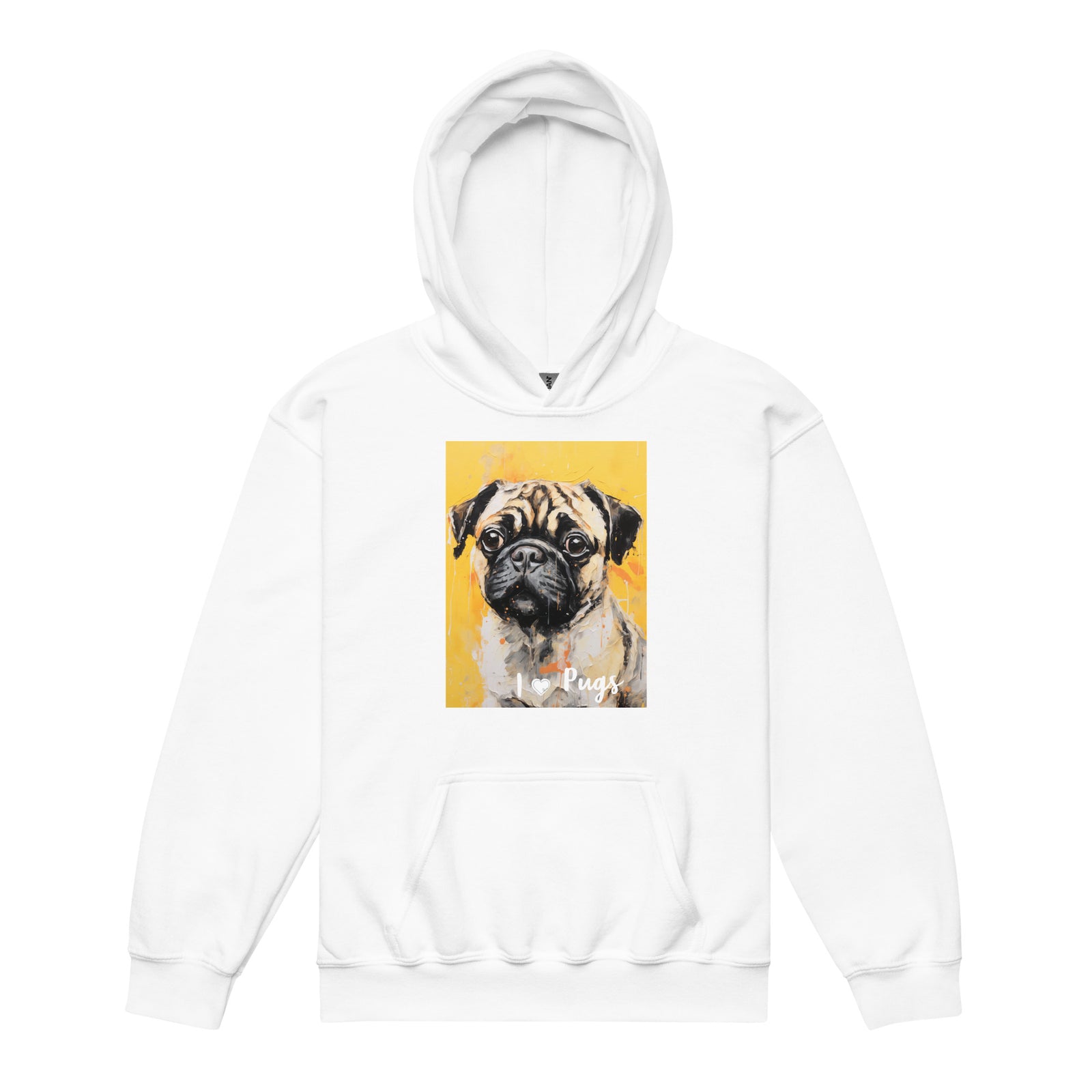 Youth heavy blend hoodie- I ❤ Dogs - Pug