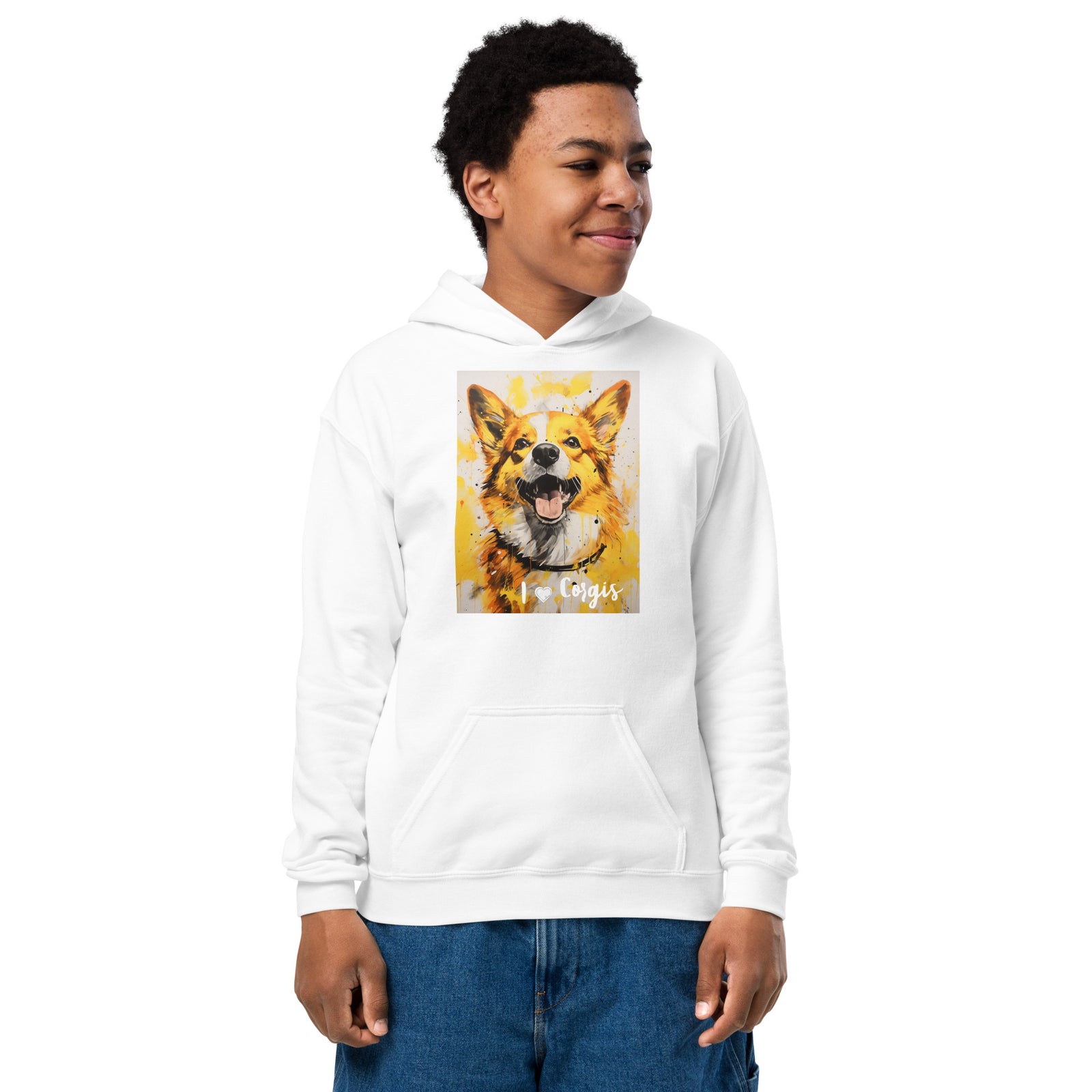 Youth heavy blend hoodie- I ❤ Dogs - Pembroke Welsh Corgi