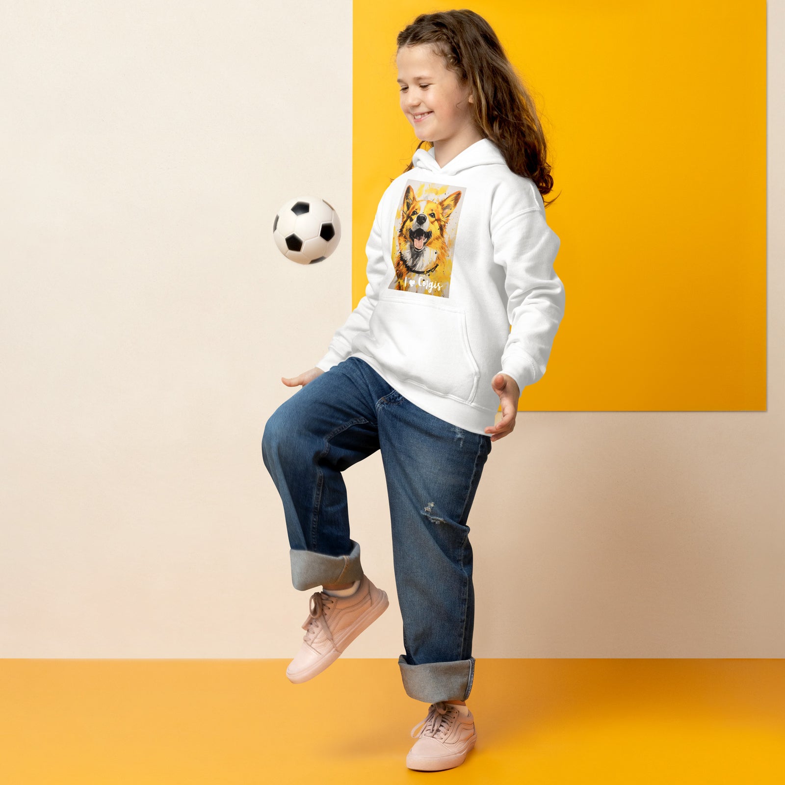 Youth heavy blend hoodie- I ❤ Dogs - Pembroke Welsh Corgi