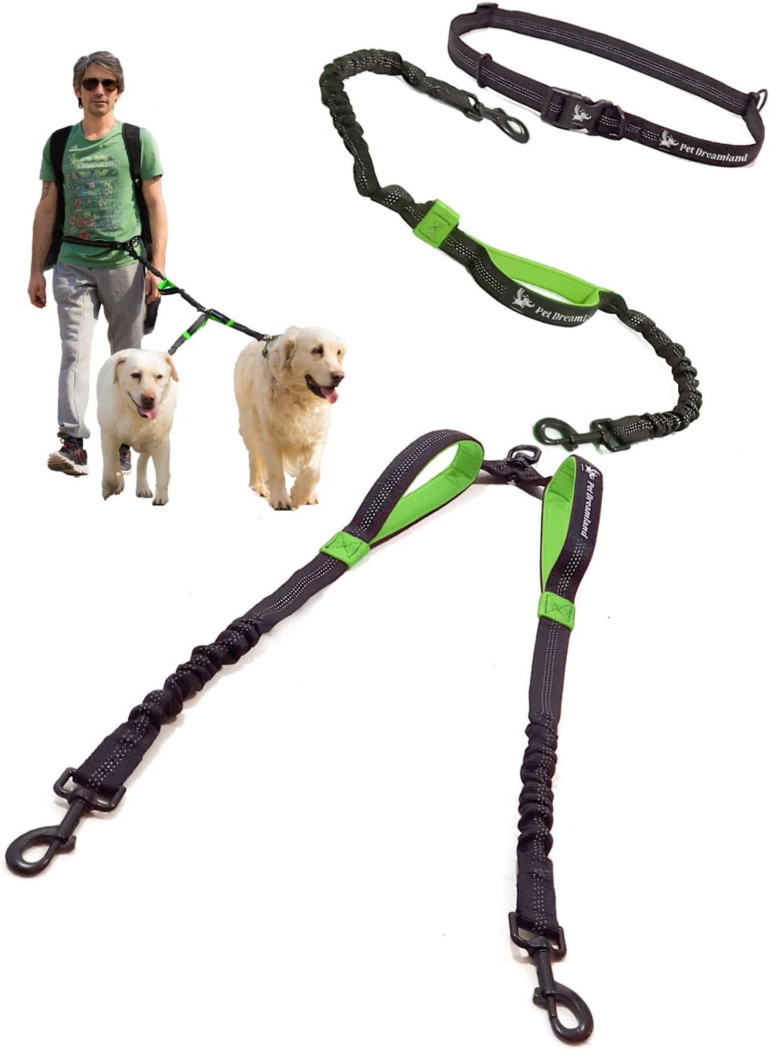Hands Free Dog Leash for Two Large Dogs