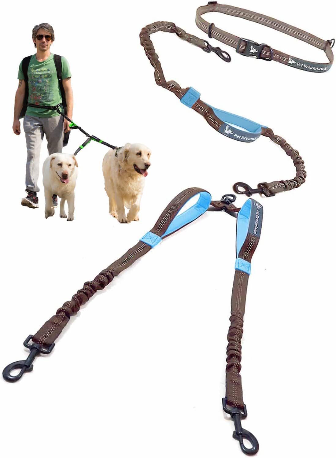 Hands Free Dog Leash for Two Large Dogs