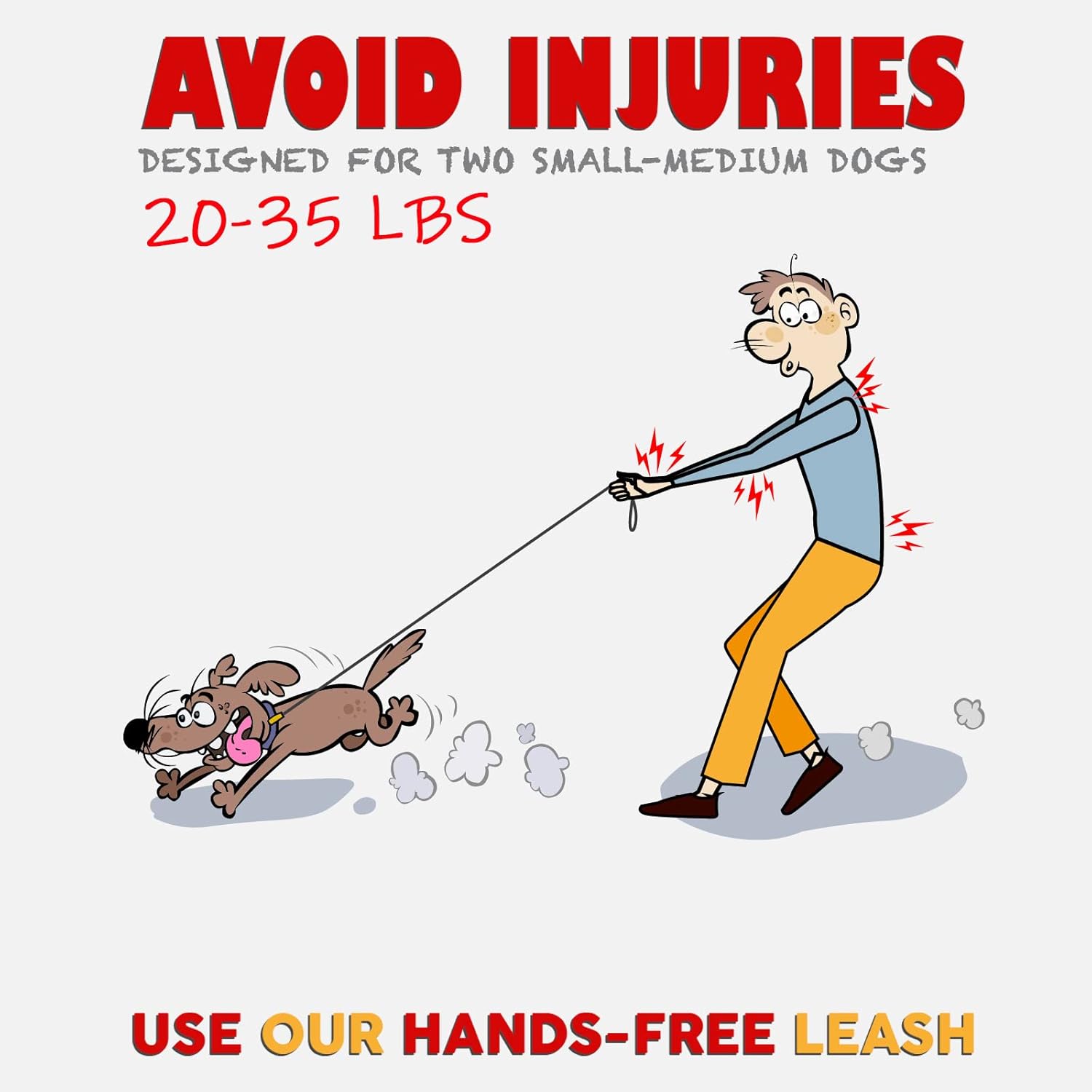 Hands Free Dog Leash for Two Medium Dogs