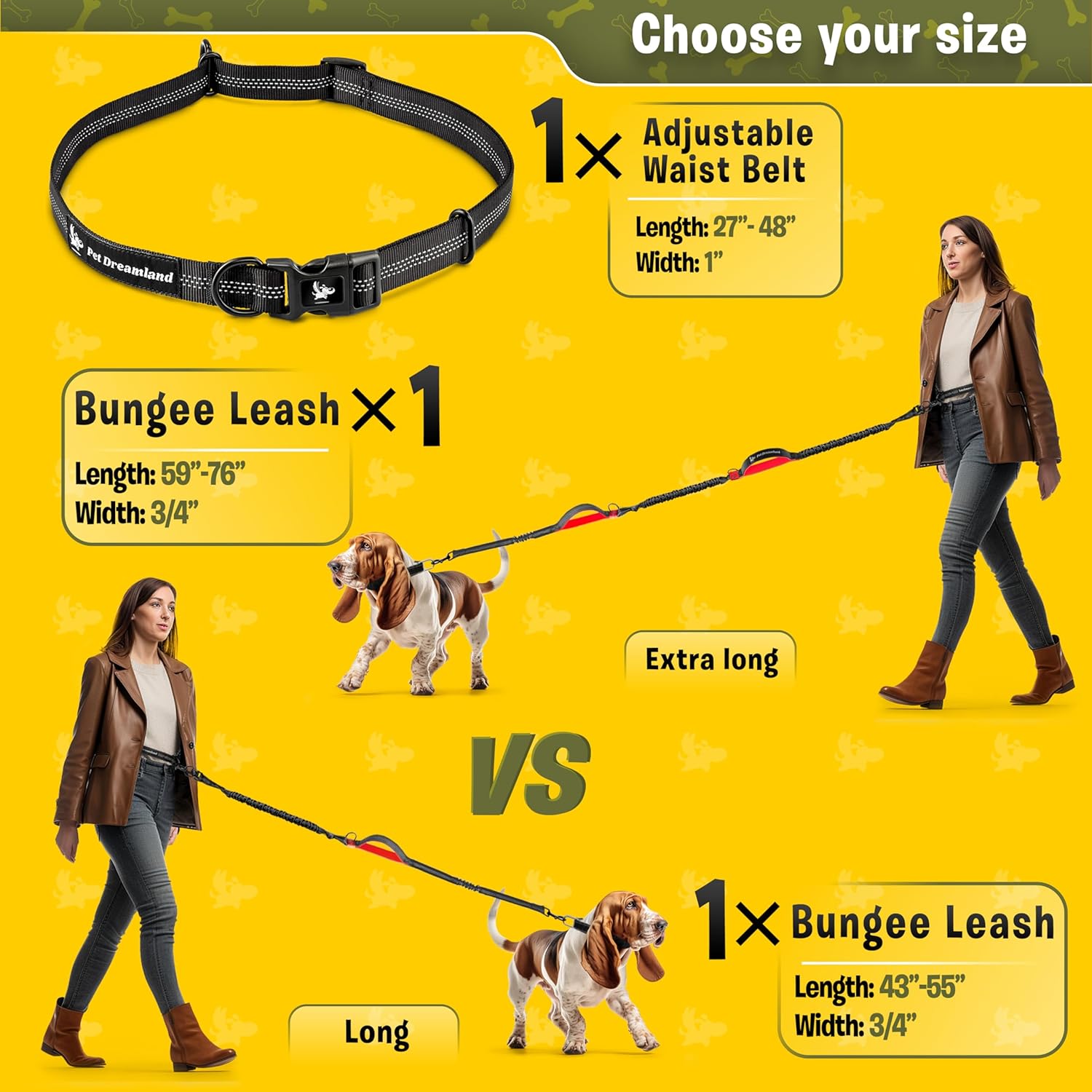 Hands Free Dog Leash for One Small to Medium Dog