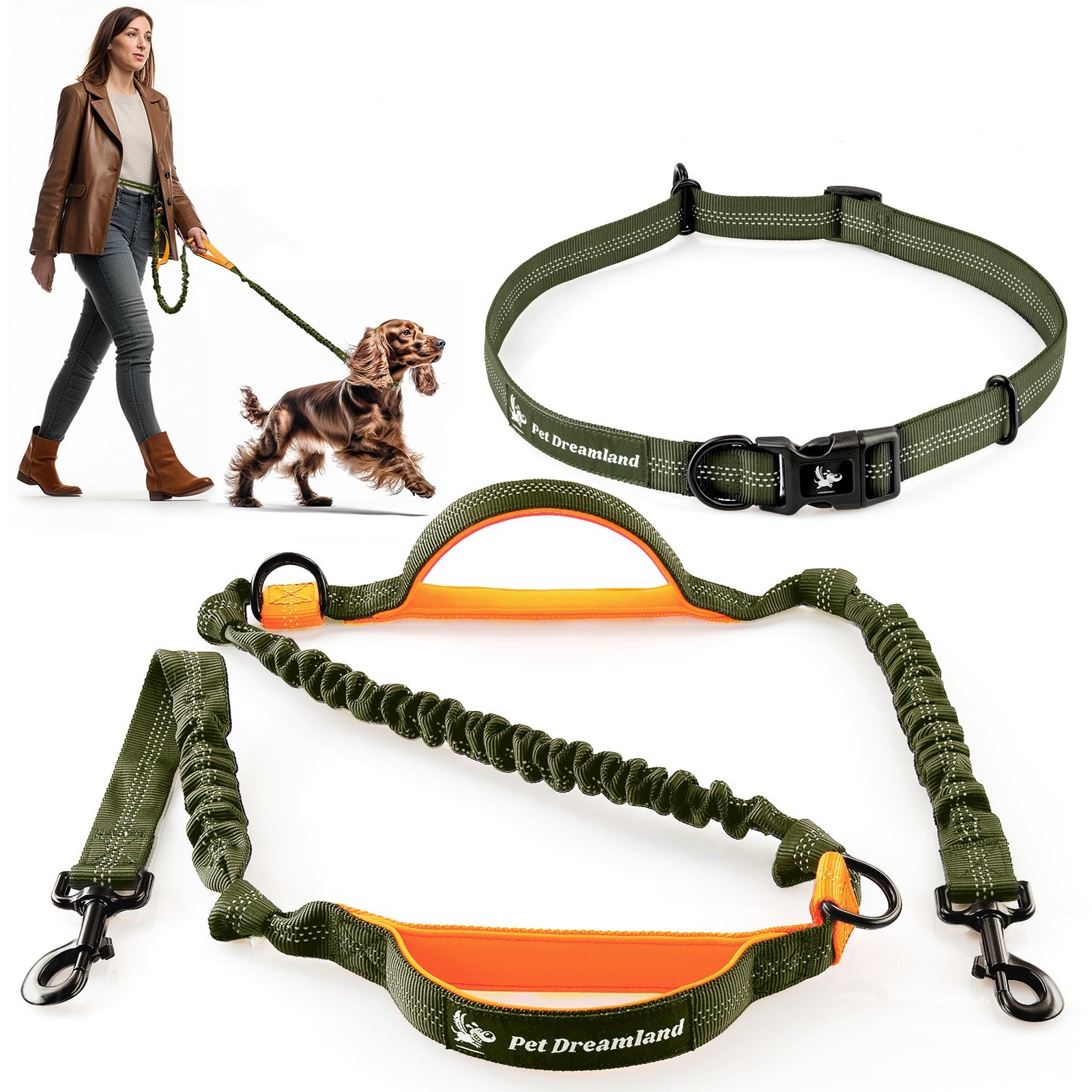 Extra Long Hands Free Dog Leash for One Small to Medium Dog